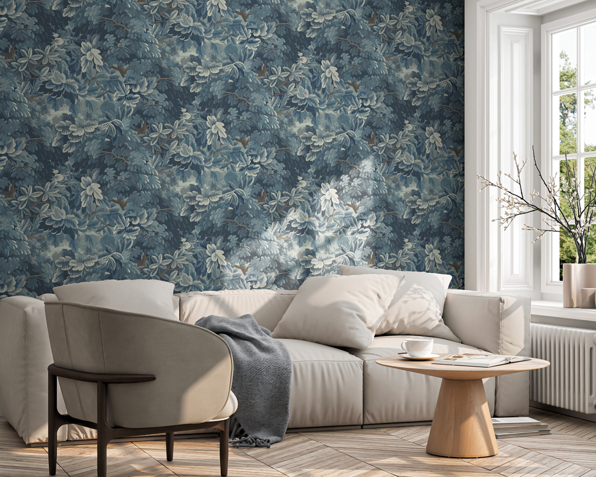 Papier peint Feuillage Toilé Dense bleu foncé - Aristide de Lutèce | Réf. LTC-3850-3