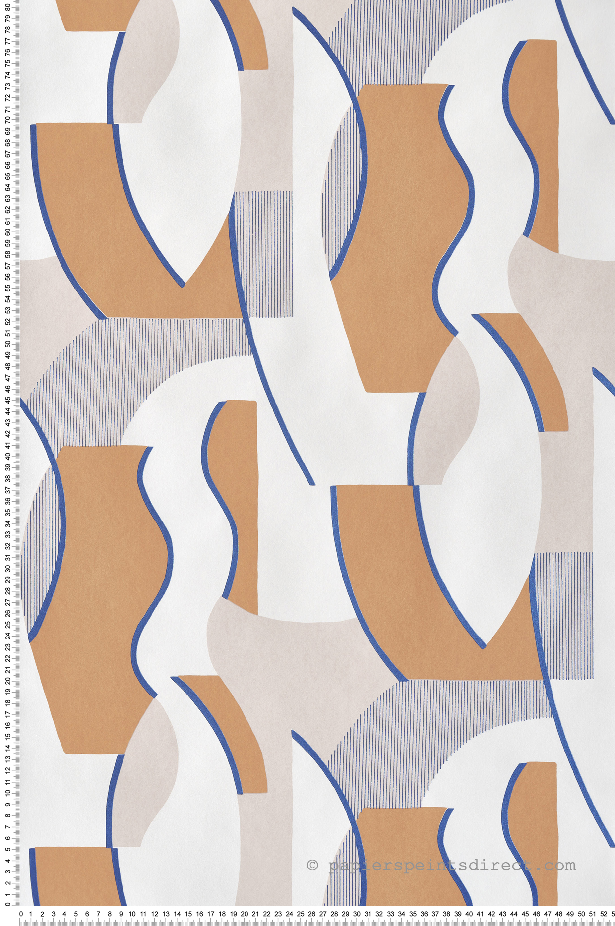 Papier peint Vagues Concept camel bleu métallisé - Milano Sixties de Casadéco | Réf. MISI89331616