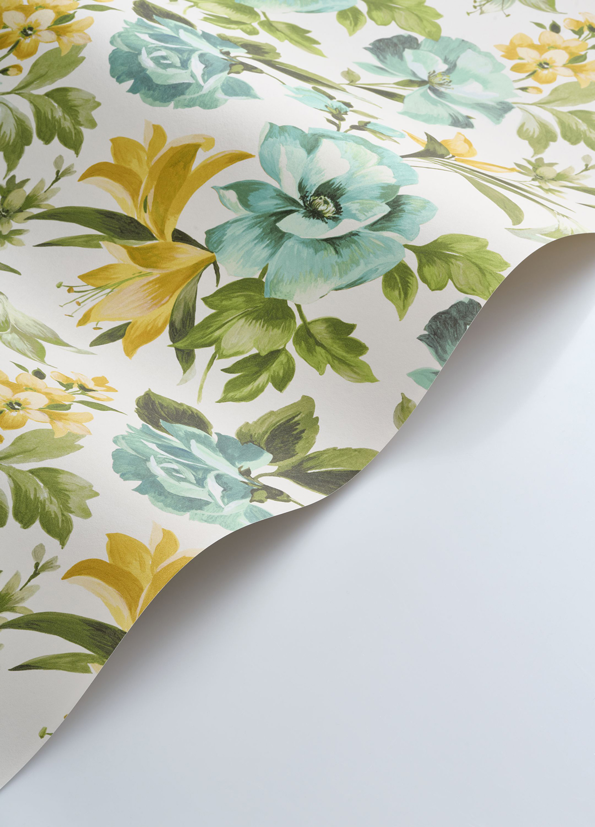 Papier peint Bouquet d'été vert jaune - Le Beau Jardin de Casadéco VAGUE | Réf. BJAR202576706