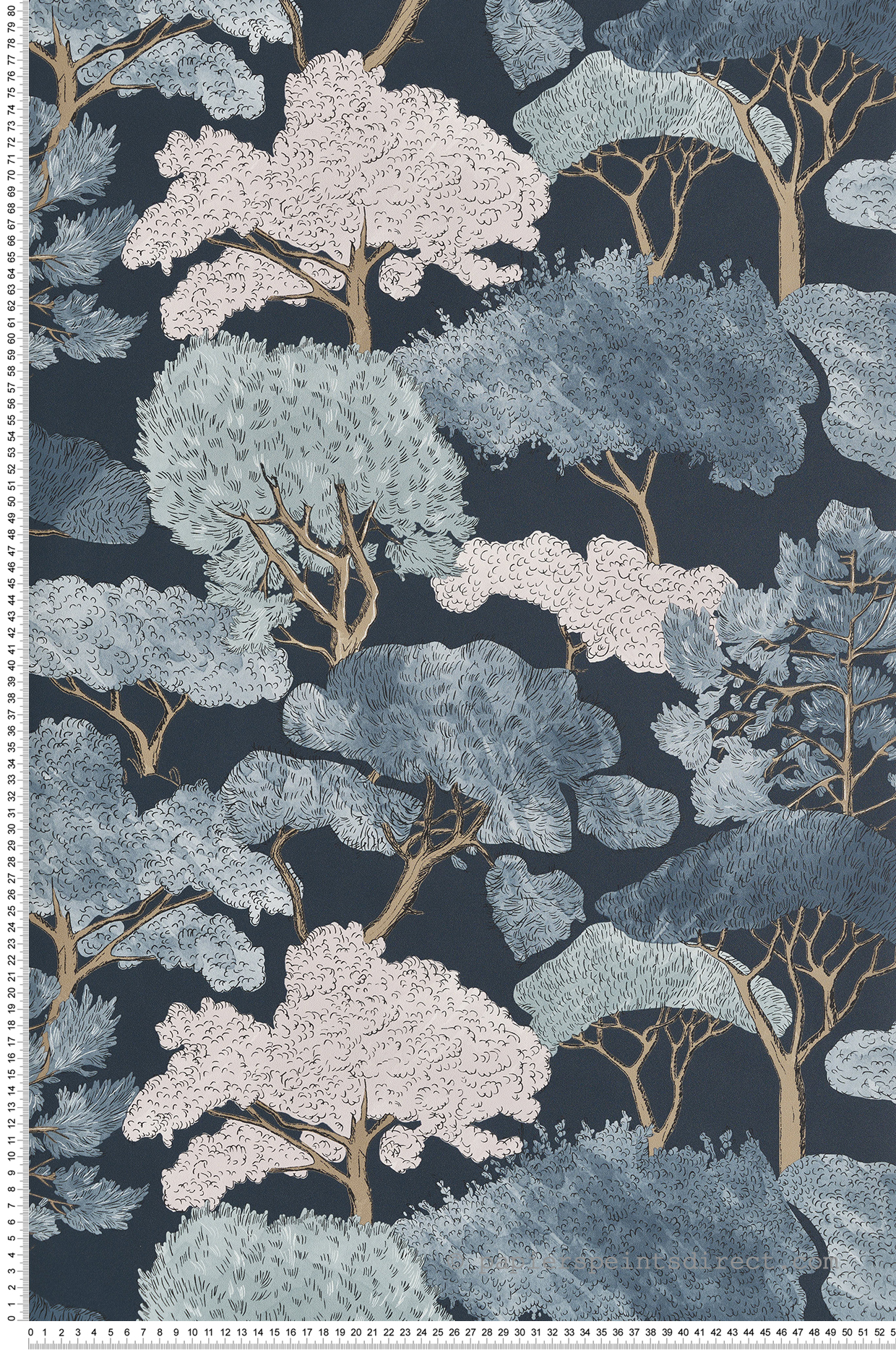 Papier peint Forêt Enchantée bleu nuit - Jardin d'Eden de Lutèce | Réf. LTC-51202401