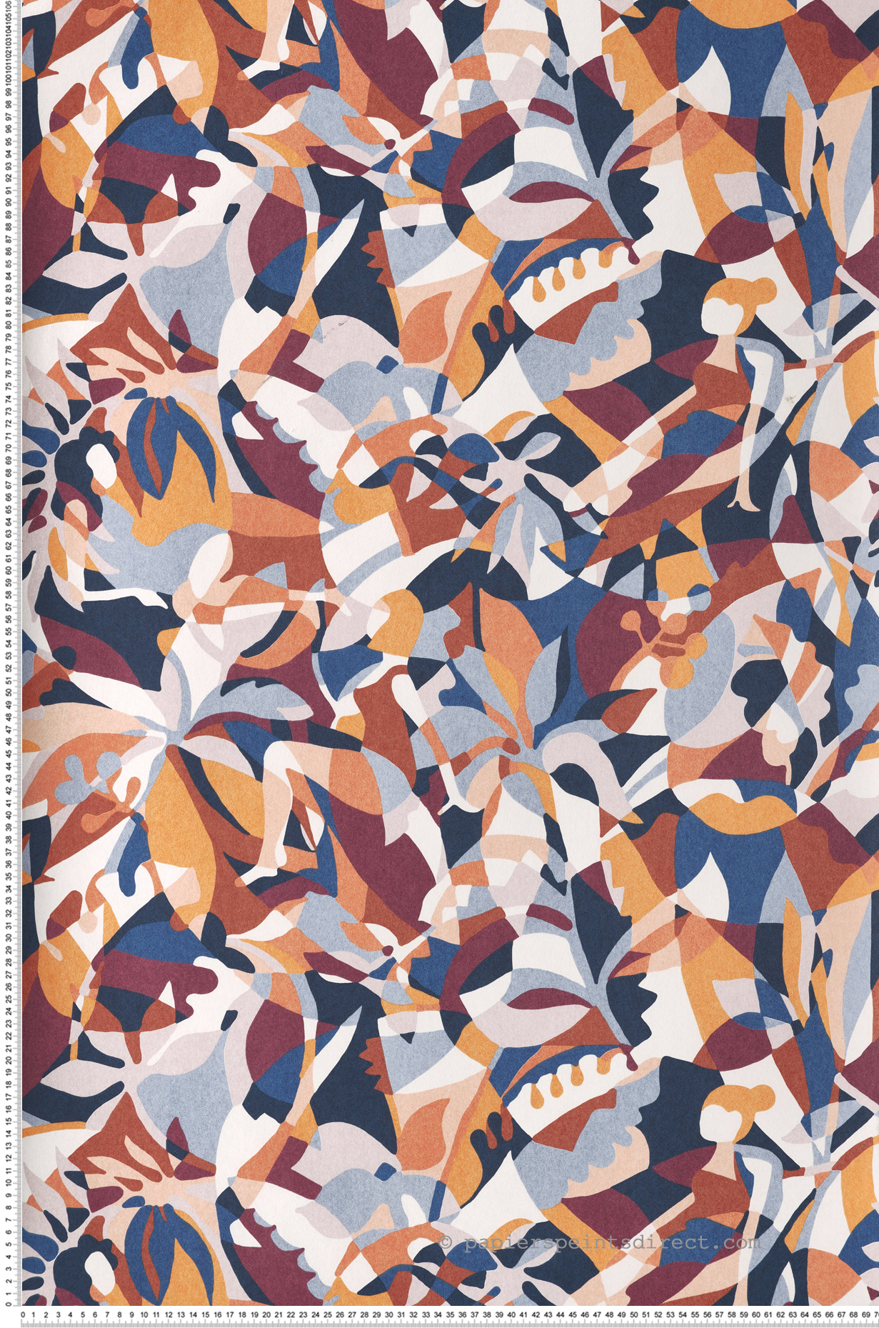 Papier peint Femme Abstrait Plongeon bleu orange - L'Ile aux Oiseaux de Casamance | Réf. CAS-75881018