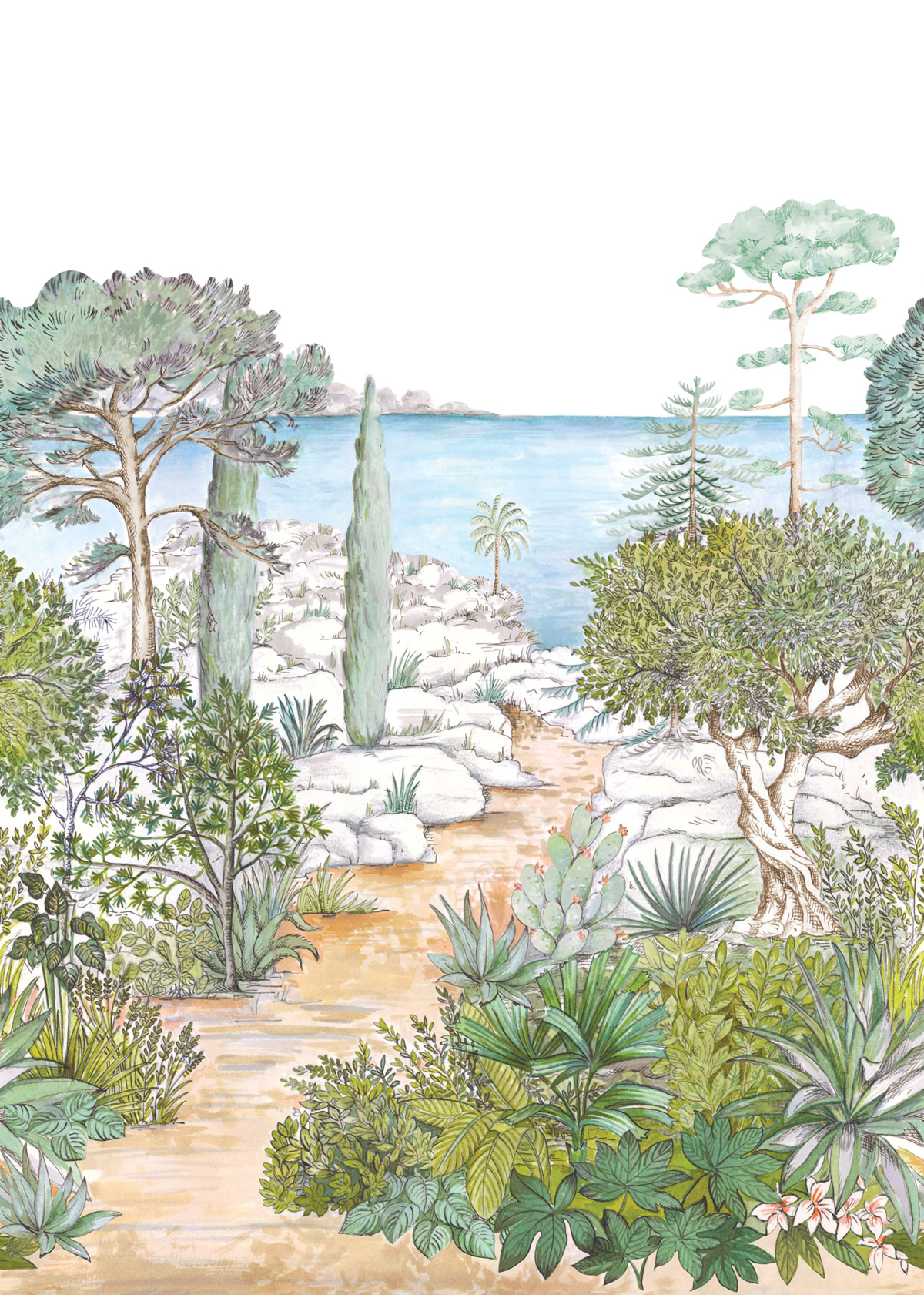 Papier peint panoramique Chemin Southern Painting vert M 200X280 - Pimp My Wall de Casélio | Réf. PMW104717103