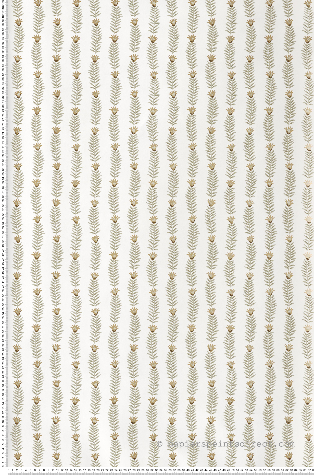 Papier peint Petite Feuille Eden doré blanc - Rifle Paper Co. 2 de York (Initiales) | Réf. INI-RP7343