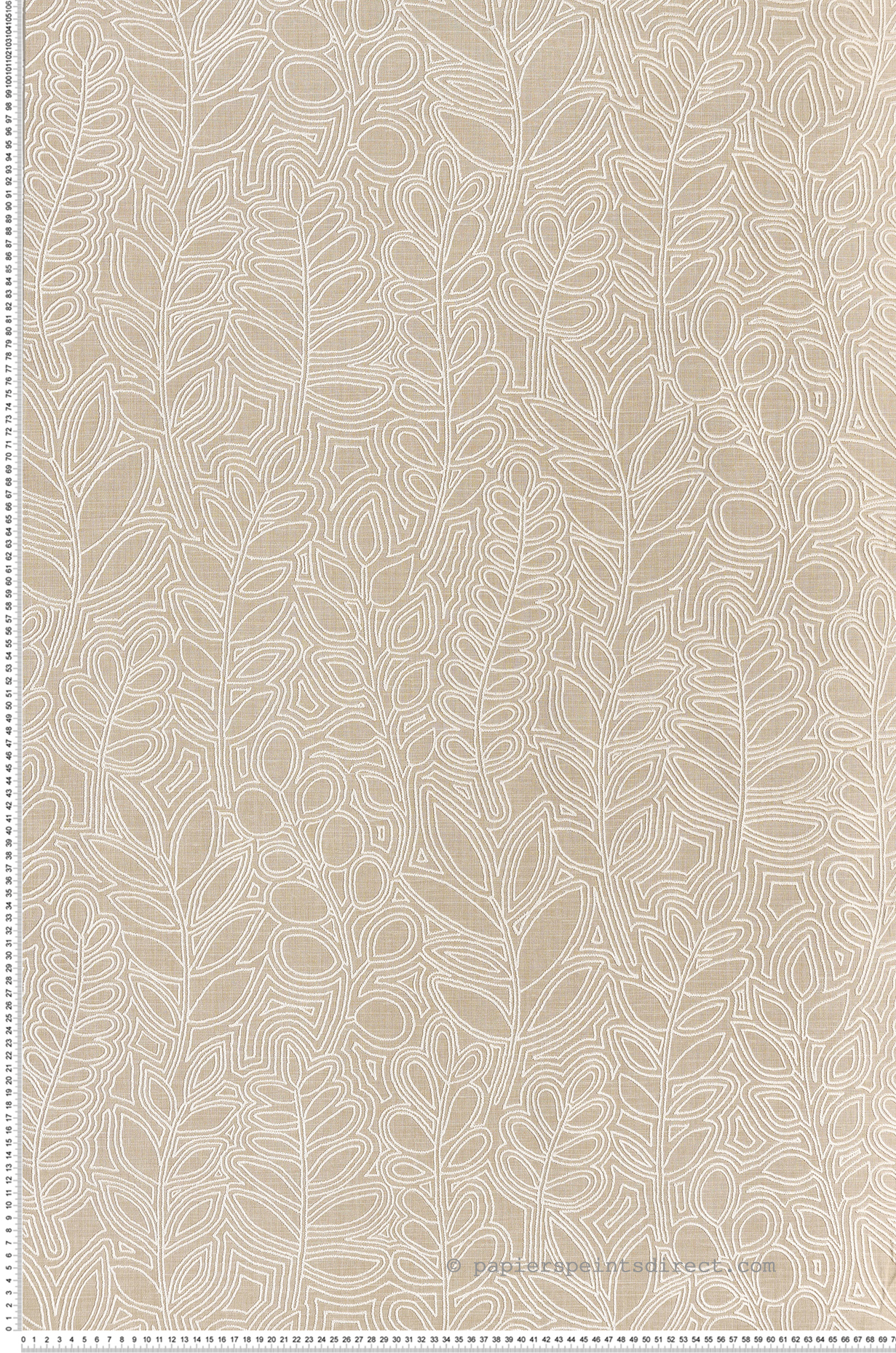 Papier peint Feuille Broderie Astragale sable - Palmadora de Casamance | Réf. CAS-76680202