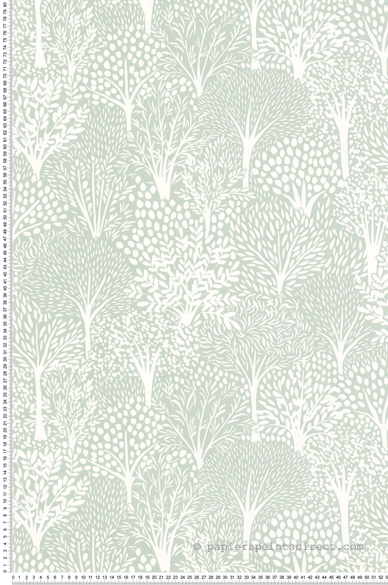 Papier peint Forêt Arbre Alice vert d'eau blanc - Let's Go Girls! de Casélio | Réf. LGG104407053