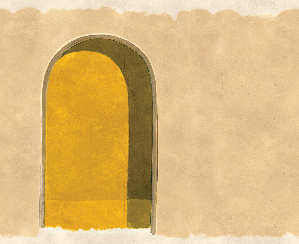 Papier peint panoramique Porte Alcove moutarde - A, B et C H260 - Terra de Masureel | Réf. MAS-DGALC104X-260