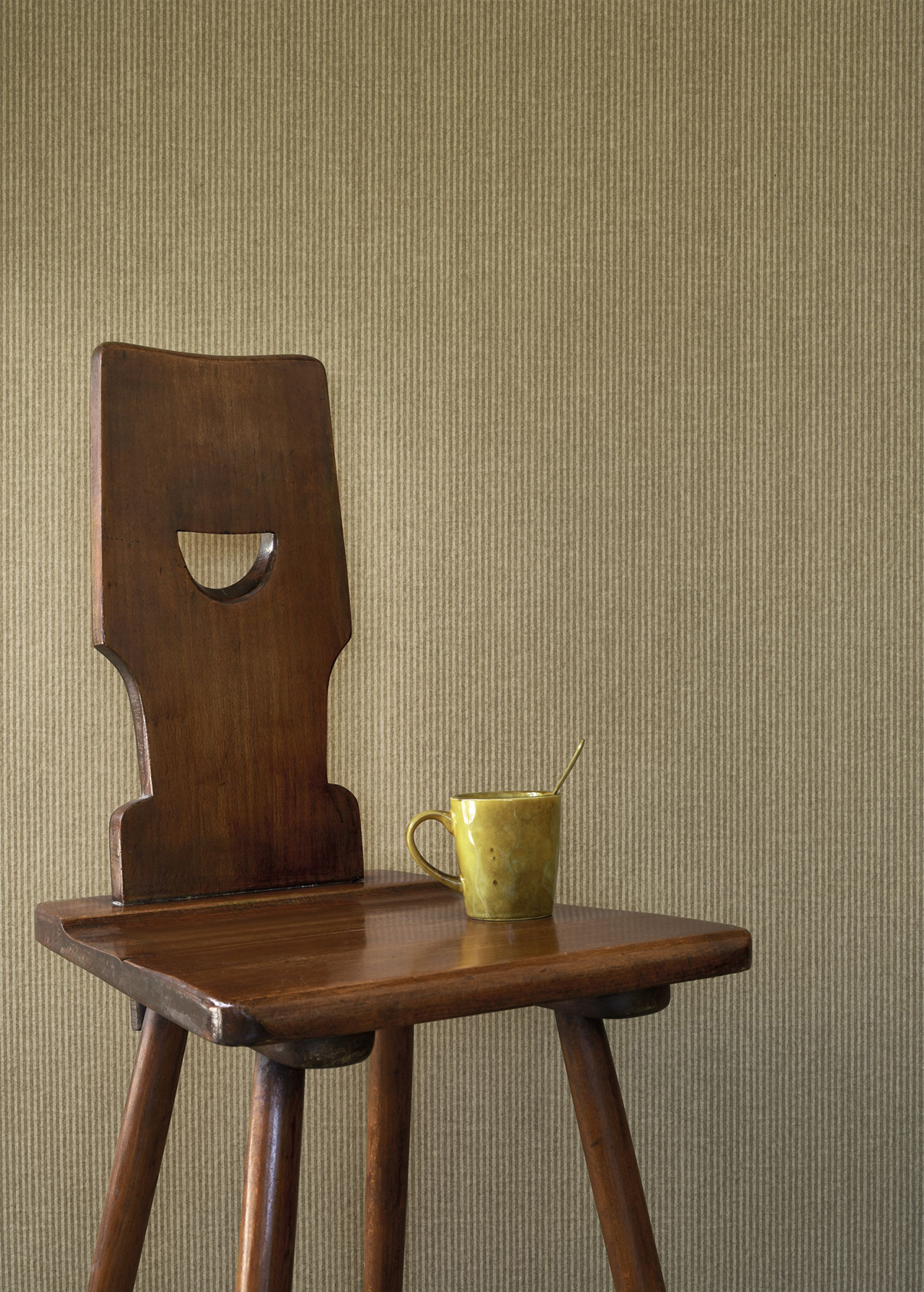 Papier peint Fines Rayures Papier Kraft vert olive - Papercraft de Casadéco AMB2 | Réf. PAPC89657474