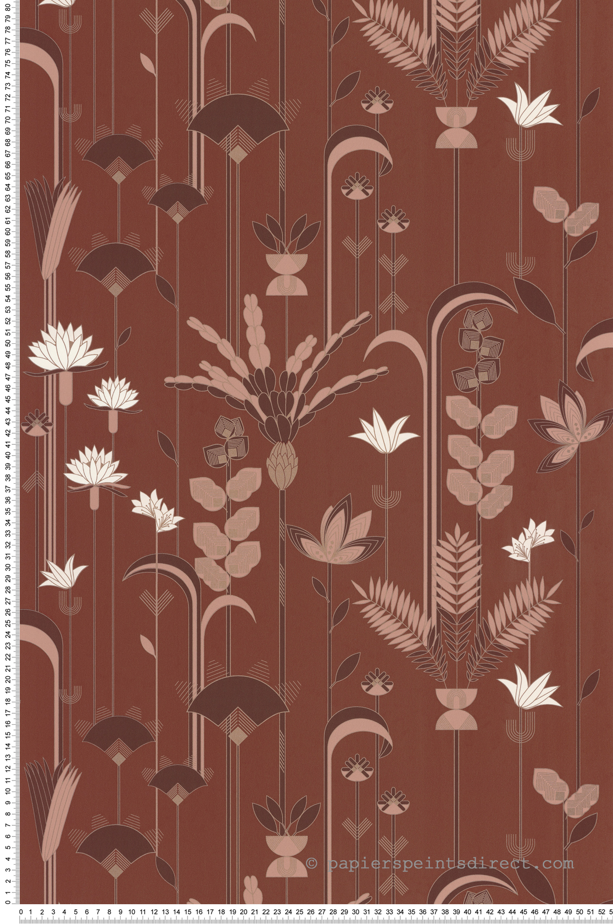 Papier peint Fleurs Ephemeral terracotta cuivre - Labyrinth de Casélio | Réf. LBY102094047