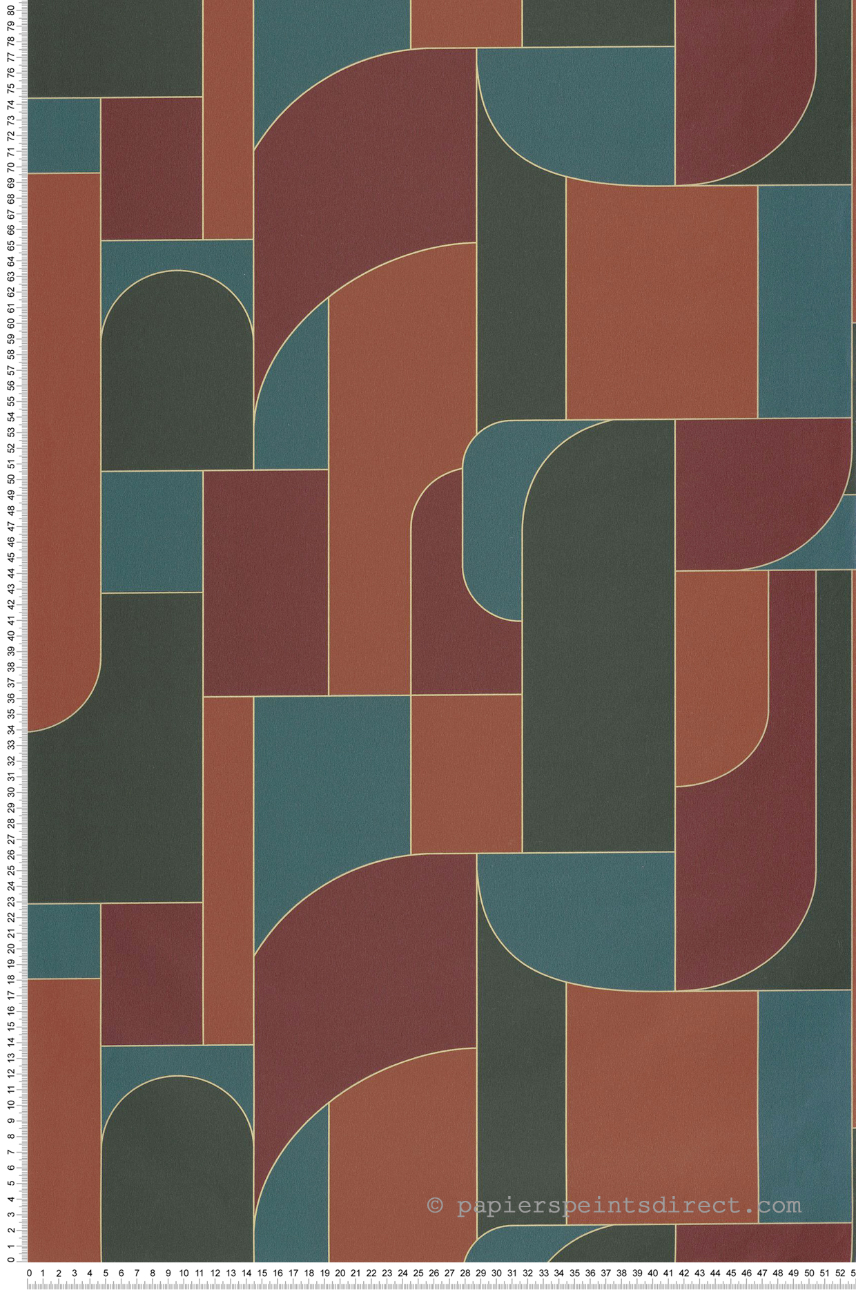 Papier peint Design Géométrie Achille grenat doré - Maison Siméon de Casélio | Réf. MSI107390745