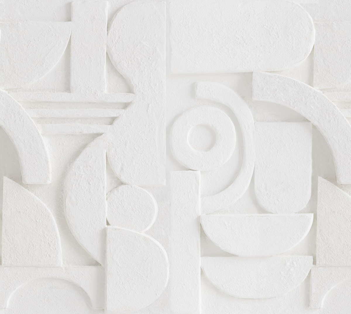 Papier peint Soubassement Forme Minérale M blanc gris - Reliefs de Casélio | Réf. RLF106430006