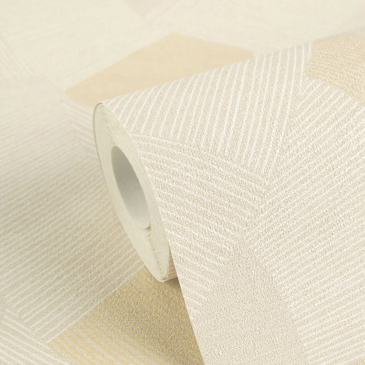 Papier peint Géométrie Rayé Calley grège doré - Cuba 2 d'A.S. Création ROLL | Réf. AS-791601