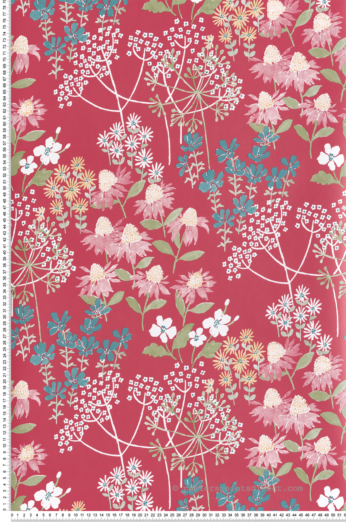 Papier peint Floral Champs Cultivate vert rouge - Harmony de Lutèce | Réf. LTC-FD27019