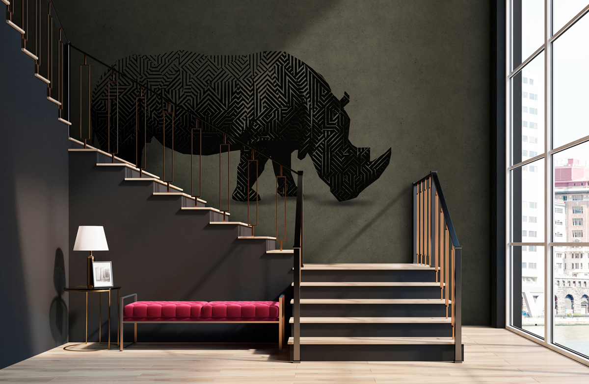 Papier peint panoramique Rhinocéros Rhino 1  - Référence DD110501 - Intissé 200g/m2 - Standard 400 x 270