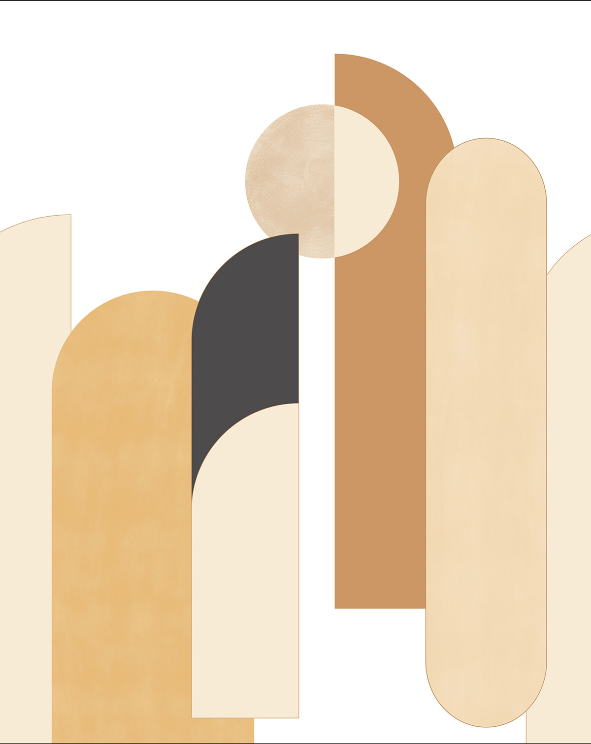 Papier peint panoramique Géométrique Periphery beige S - Outlines de Casélio | Réf. OTLS105080105