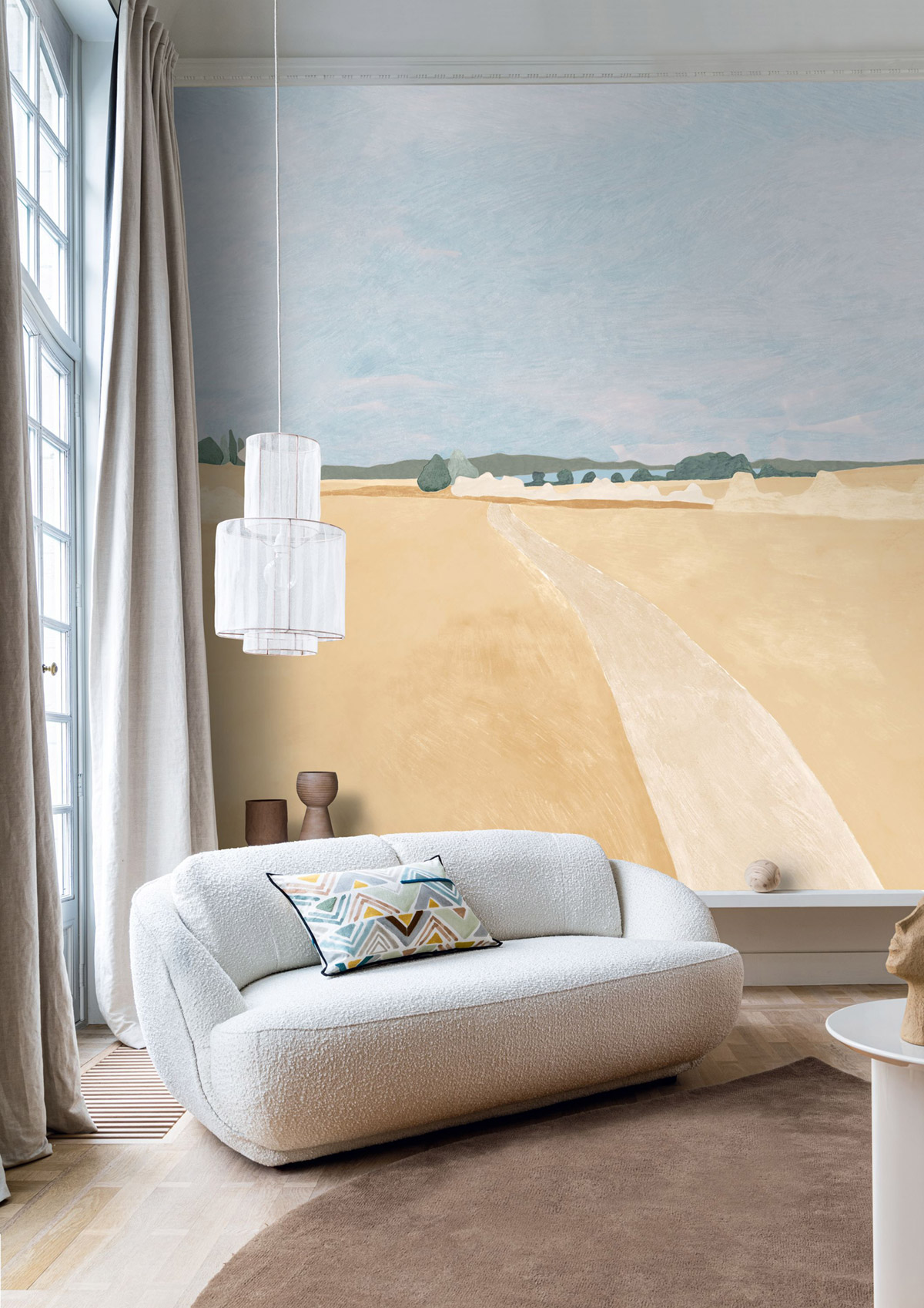 Papier peint panoramique Paysage Moisson beige vanille - Panoramas 3 de Casamance | Réf. CAS-76442038