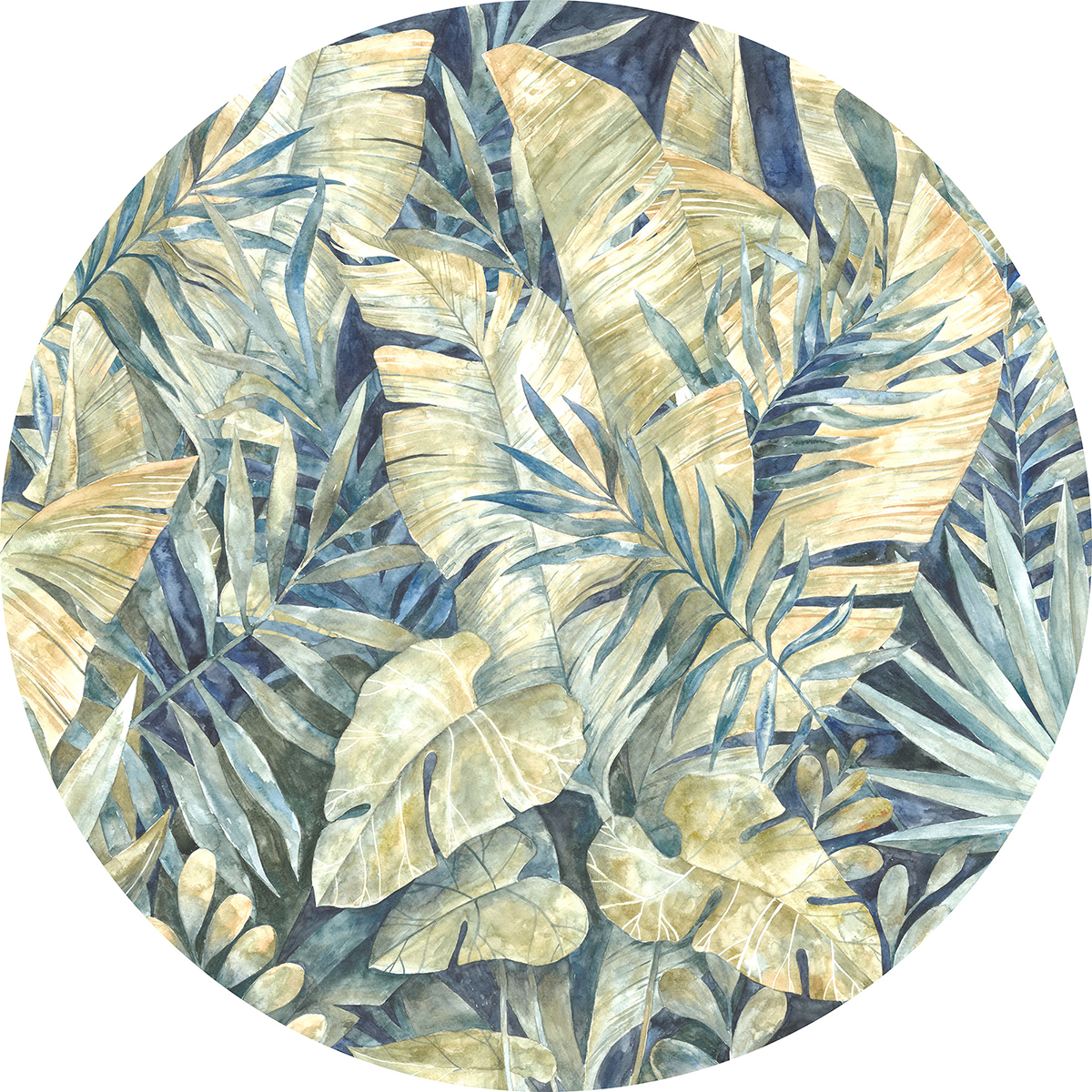 Papier peint adhésif rond Feuilles Tropicales - Papier peint Komar Le Jardin