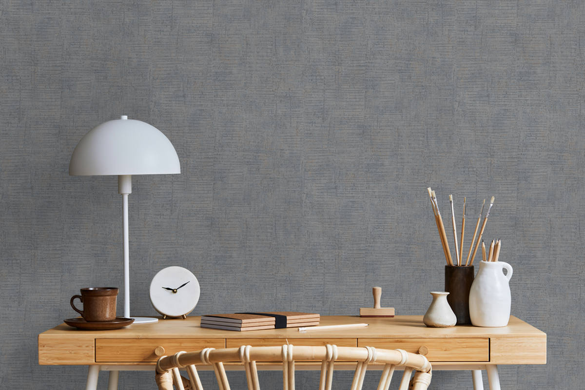 Papier Peint Béton Trait Horizontal gris foncé mordoré - Nomade d'Ugépa | Réf. UGP-M32819