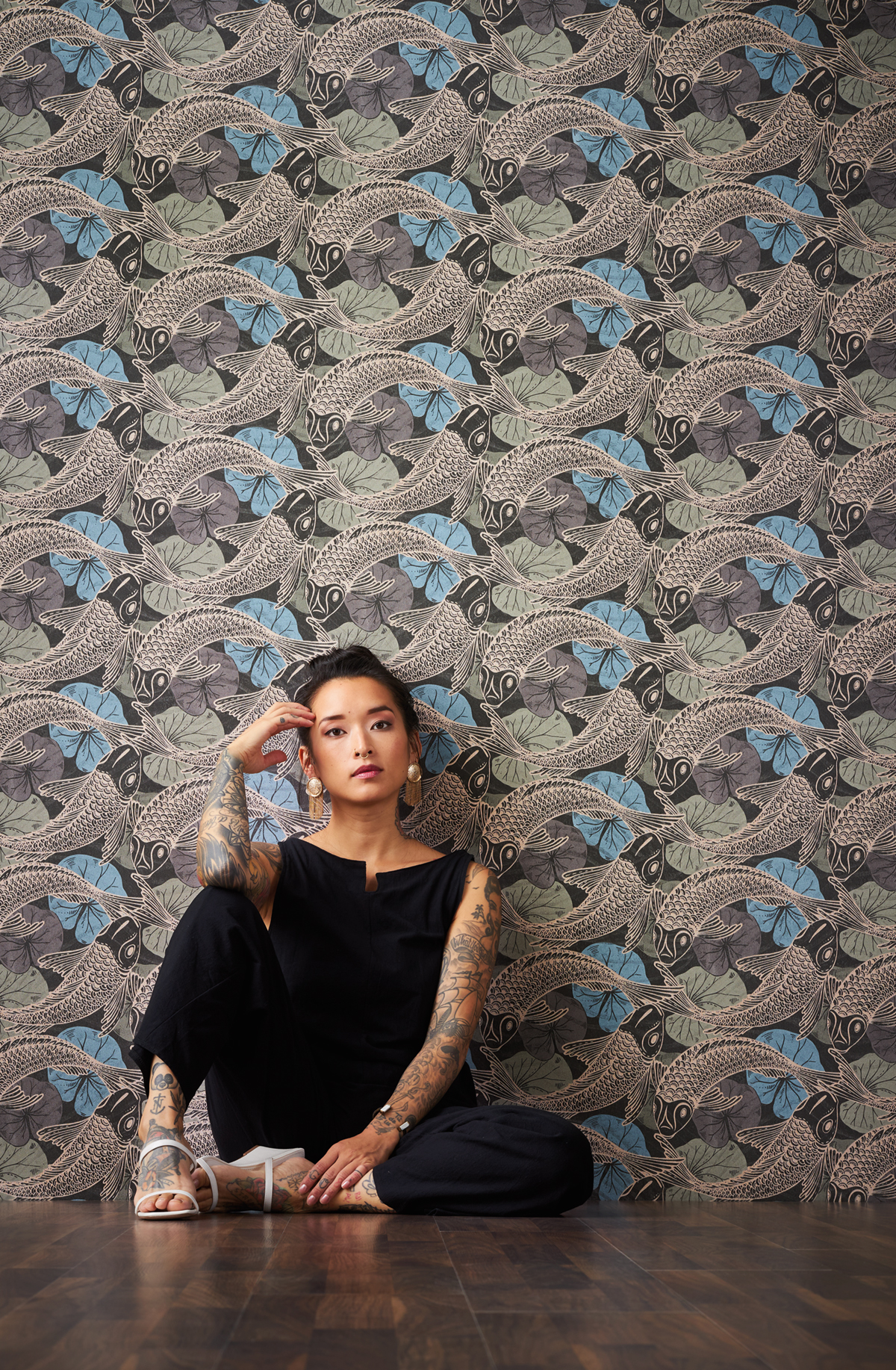 Papier peint Poisson Carpe Koï noir - Metropolitan Stories 2 d'AS Création | Réf. SP15485