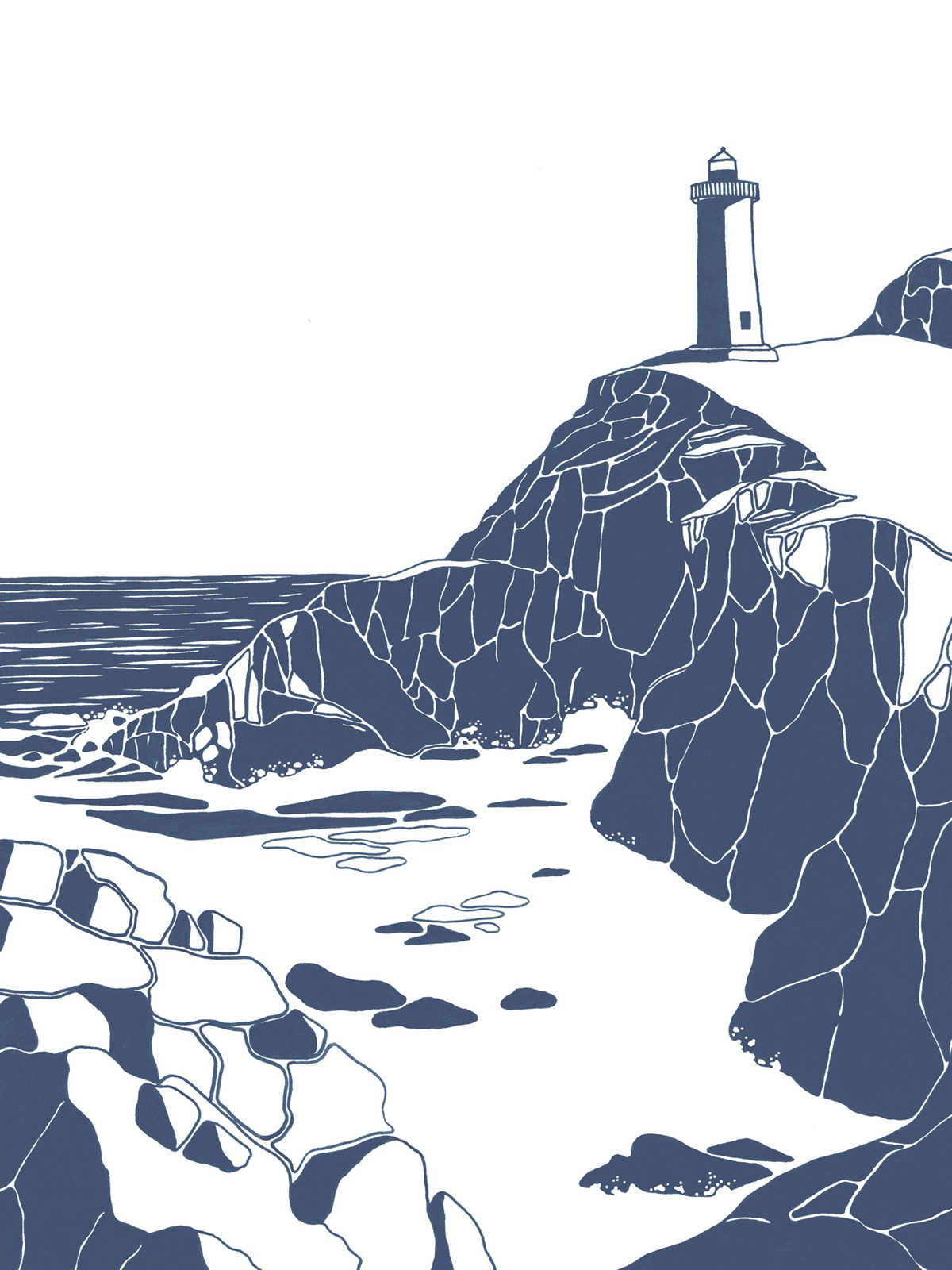 Affiche Phare Falaise 30x40 bleu marine - Seaside de Casadéco | Réf. SEAS201666602