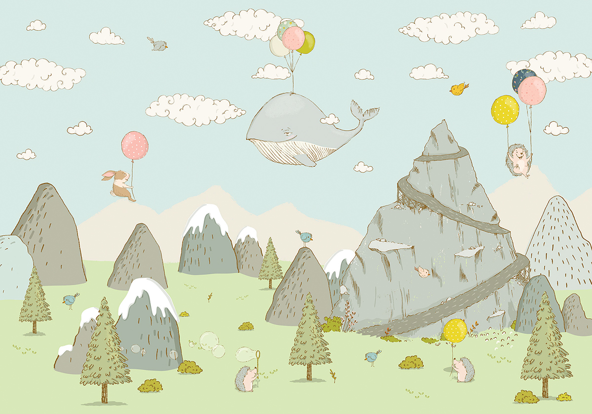 Papier peint panoramique Montagne Animaux - Papier Peint Komar Into Adventure