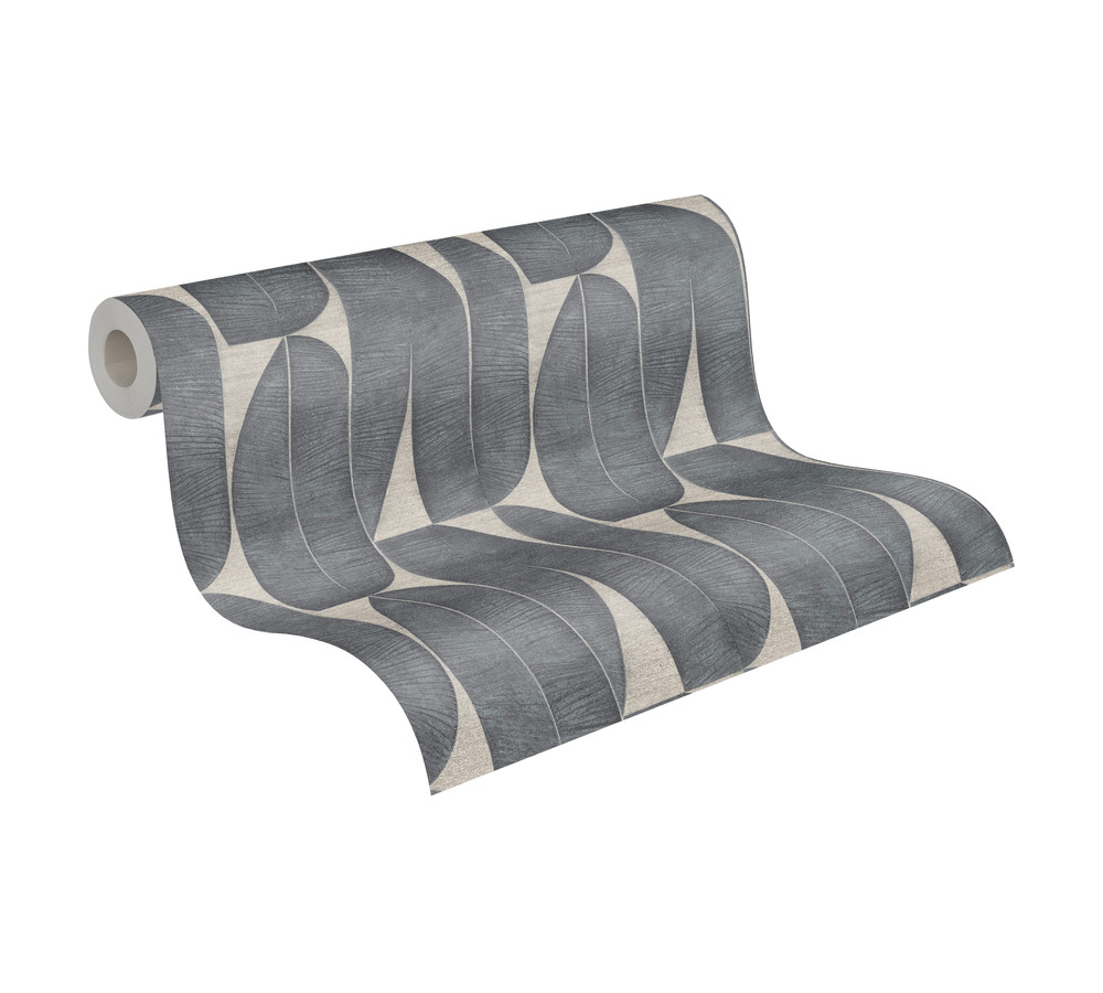 Papier peint Grandes Palmes Géométriques gris foncé - Stories of Life d'A.S. Création AMB6 | Réf. AS-396583