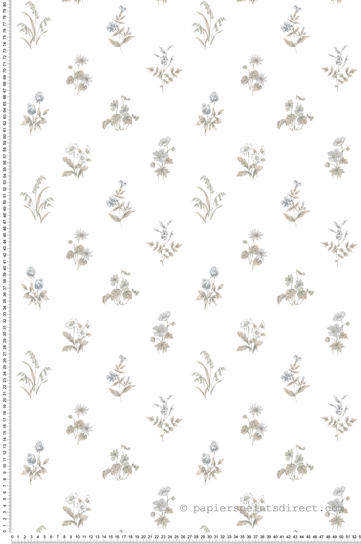 Papier peint Fleurs champêtres gris/beige - Style Cuisine 3 de Lutèce | Réf. LTC-KE29934