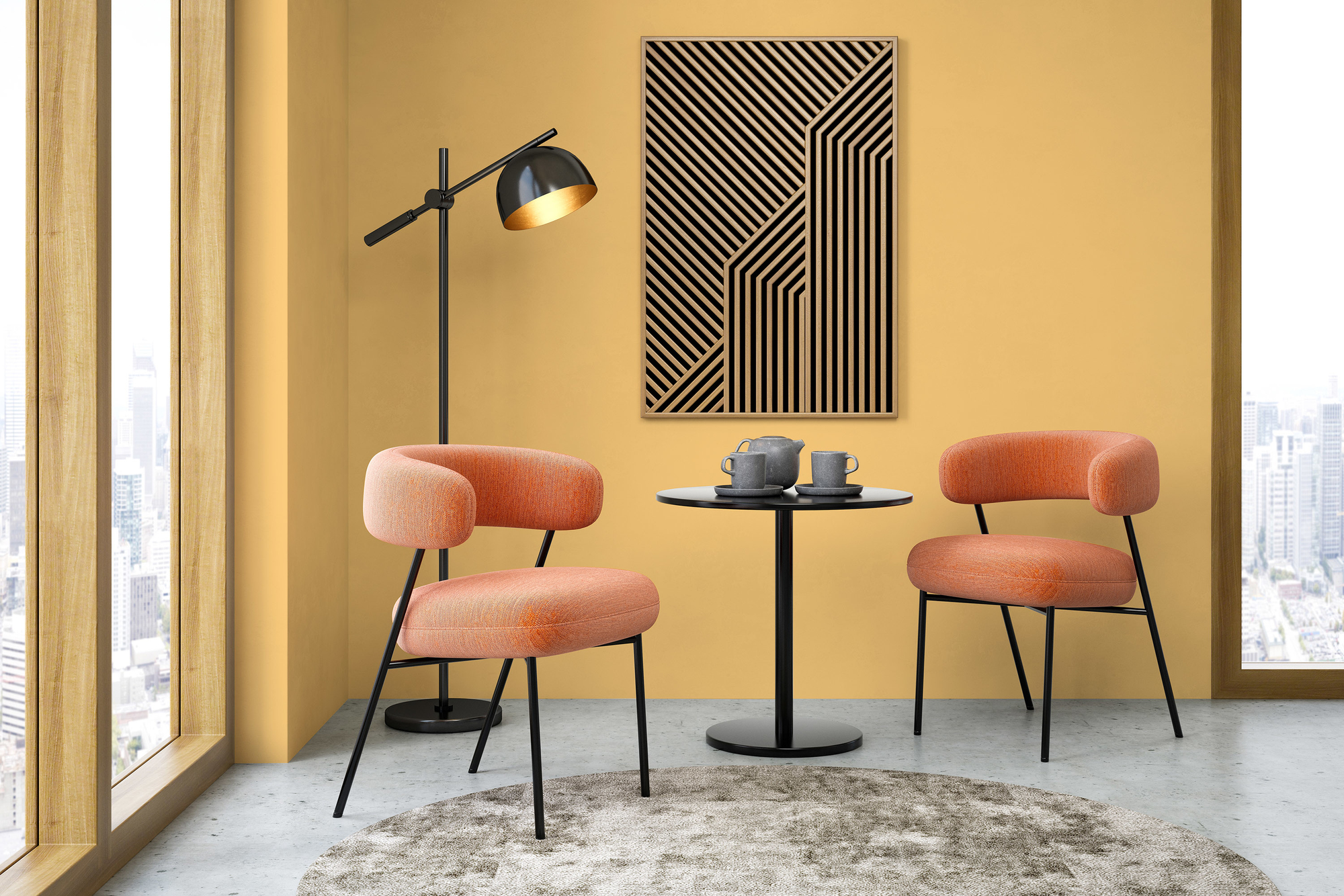 Photo numéro 2 d'une pièce avec un mur peint avec la peinture  Puro jaune sunny yellow - c8004