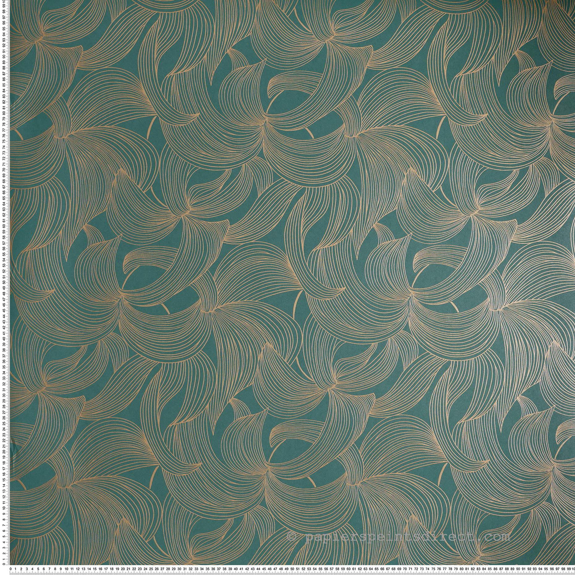 Papier peint Graphique Fleuri Leontine jaspe doré - Isadora de Casamance | Réf. CAS-70681732