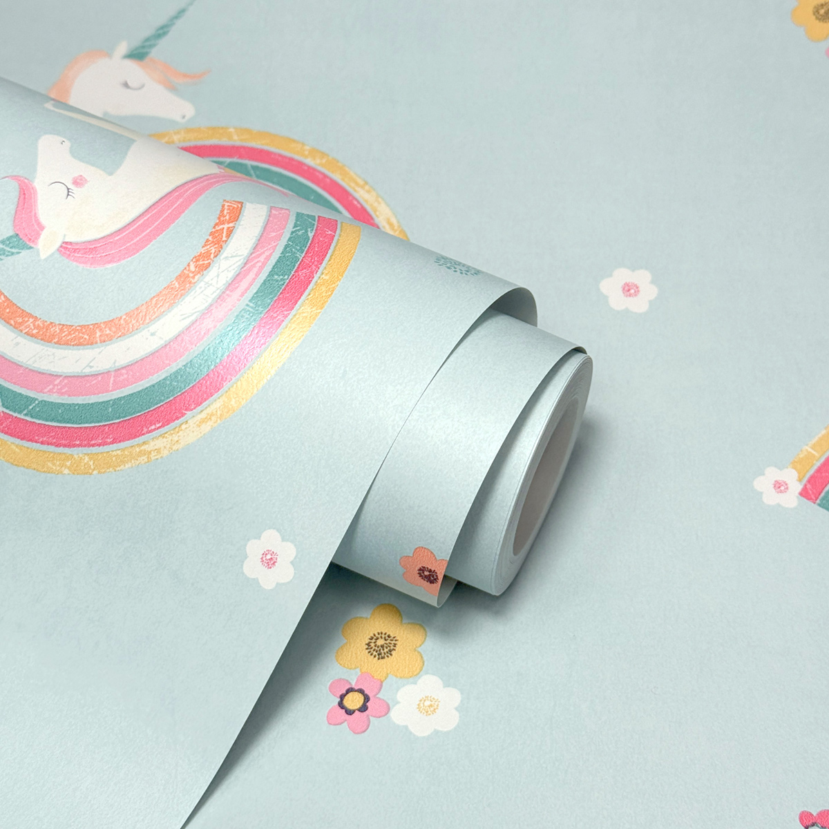 Papier peint Licorne Arc en Ciel bleu - Imagine de Lutèce | Réf. LTC-DL27564