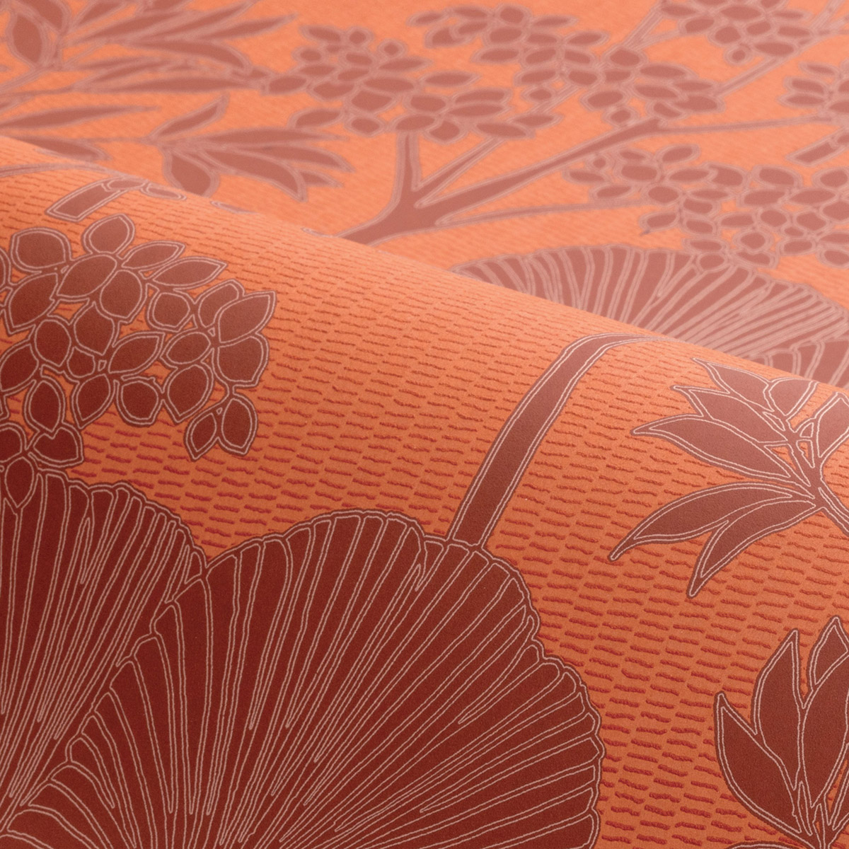 Papier peint Jardin Exotique Inara orange brûlé - Tressora de Casamance | Réf. CAS-76900814