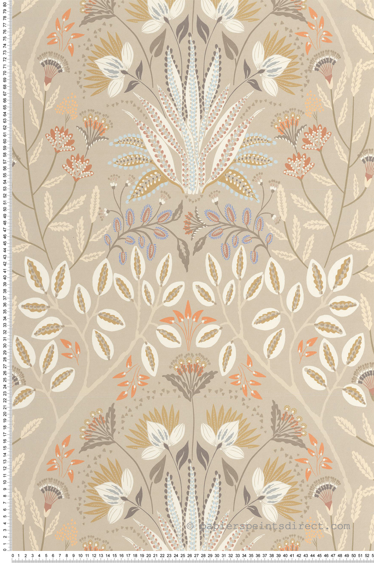 Papier peint Fleur Baroque Lords taupe - Derby de Casadéco | Réf. DERB89291299
