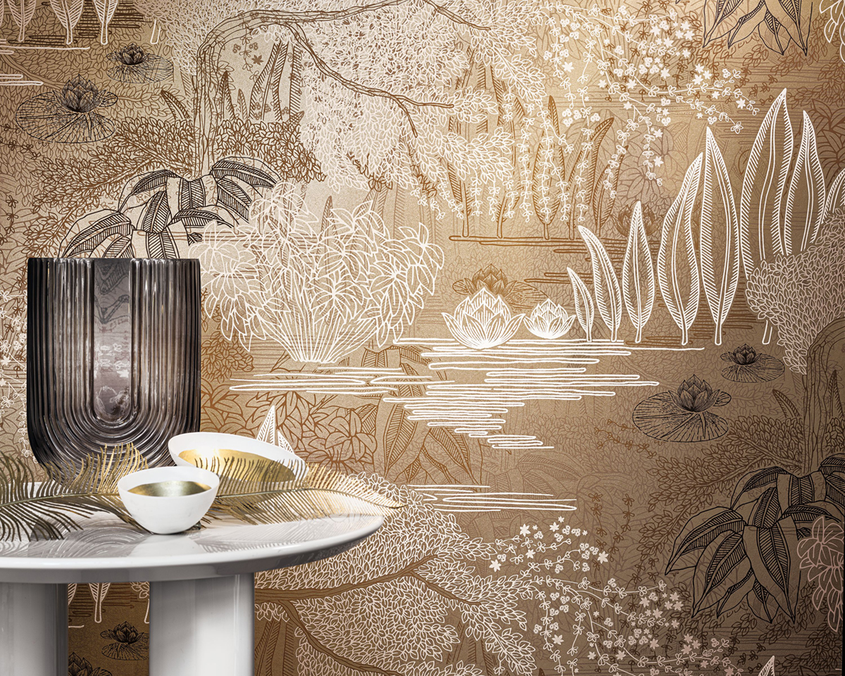 Papier peint Jardin Jasmin doré - Square Jasmin de Casamance | Réf. CAS-75680508