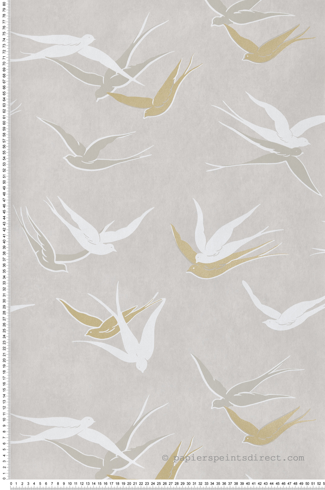 Papier peint Oiseau Hirondelle Swallow beige lin doré - Twenties de Casadéco | Réf. TWNT88631323