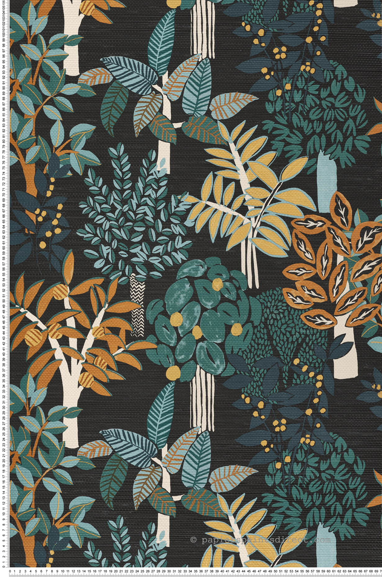 Papier peint Feuillage Peradeniya noir canard - Golfe du Bengale de Casamance | Réf. CAS-75940508