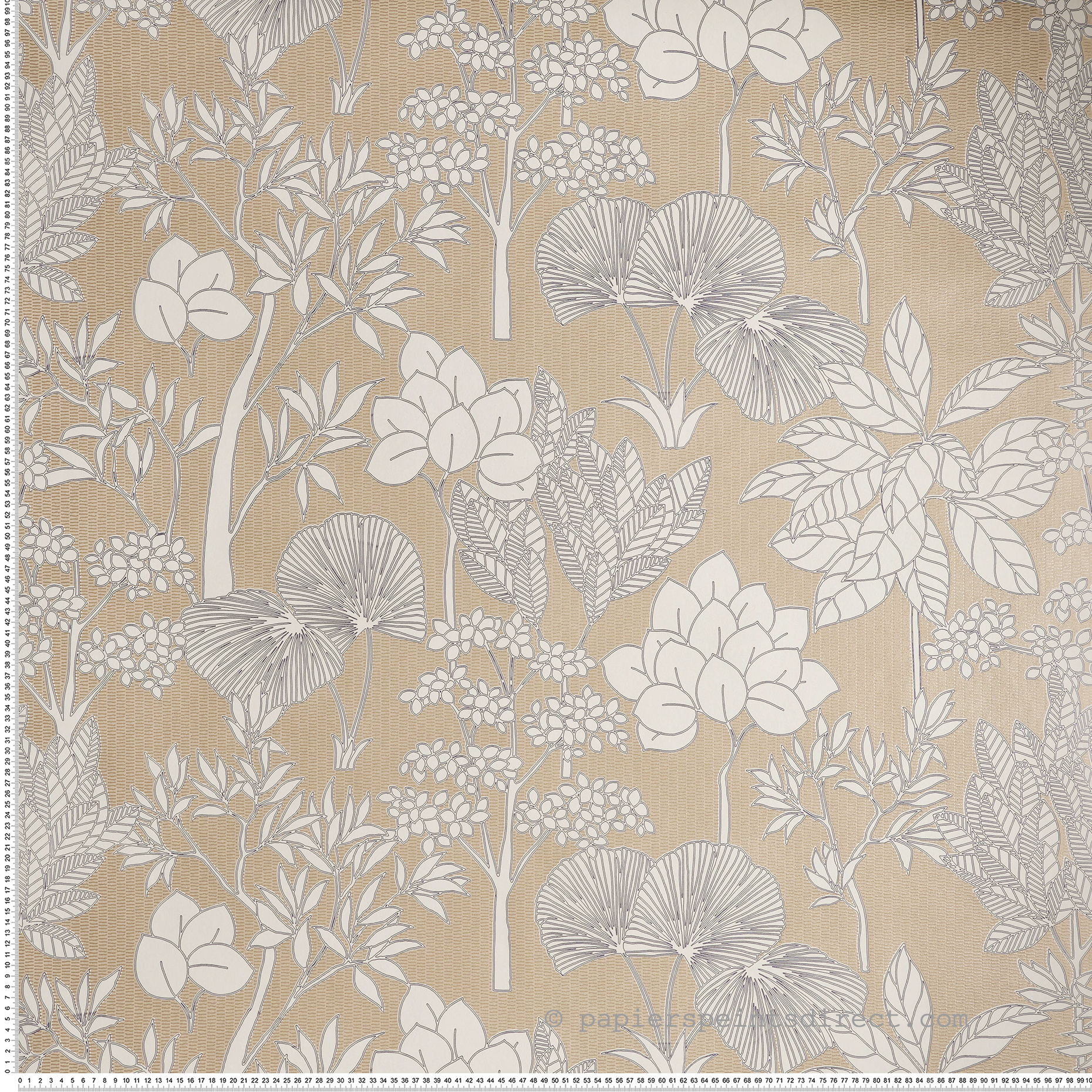 Papier peint Jardin Exotique Inara beige doré - Tressora de Casamance | Réf. CAS-76902650