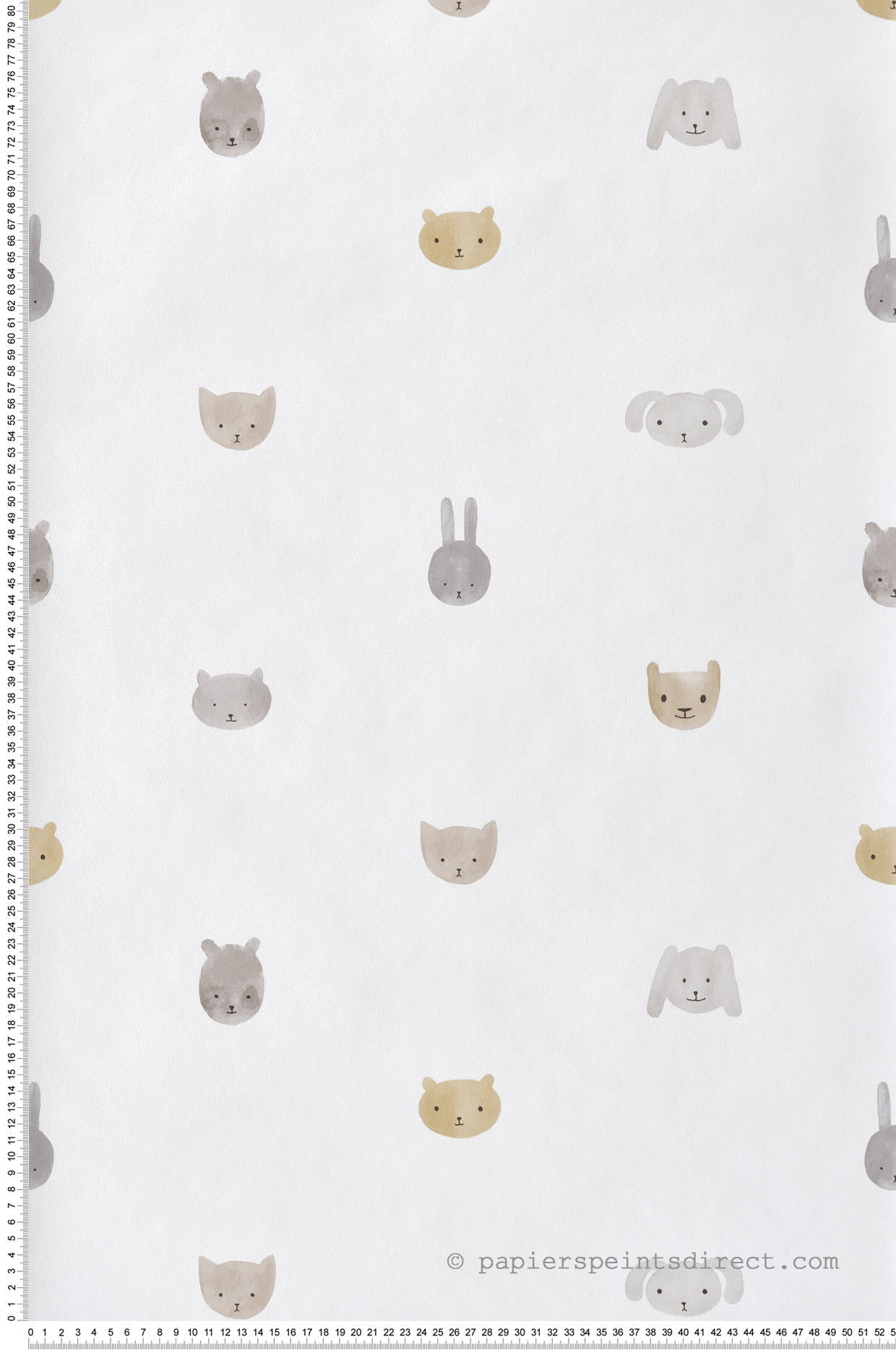 Papier peint Drôles De Frimousses beige gris - Babyland 2 de Lutèce | Réf. LTC-14811