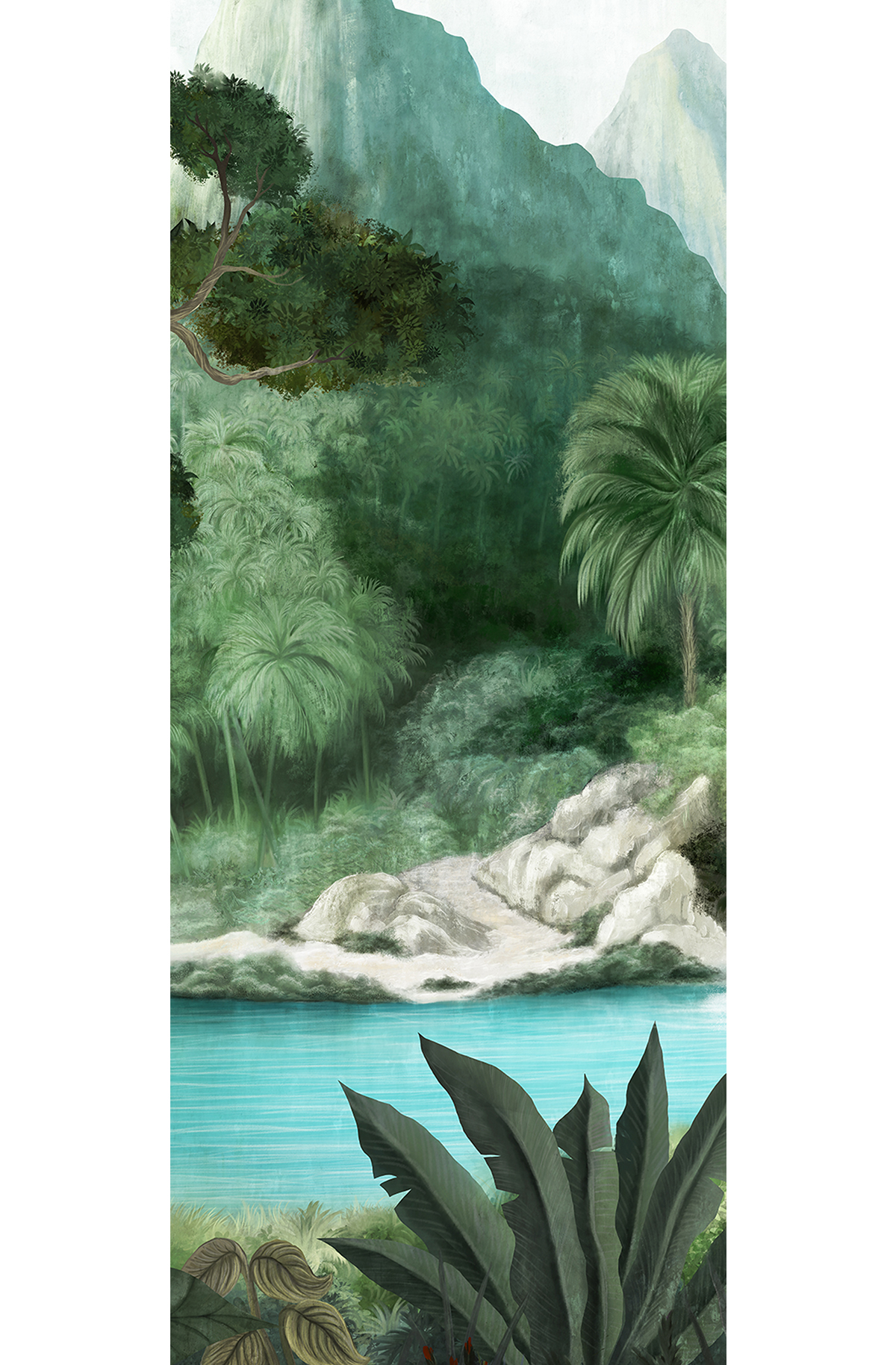 Papier peint panoramique Oasis Toucan vert - C H260 - Wall Designs IV de Masureel | Réf. MAS-DG4TOU1023-260