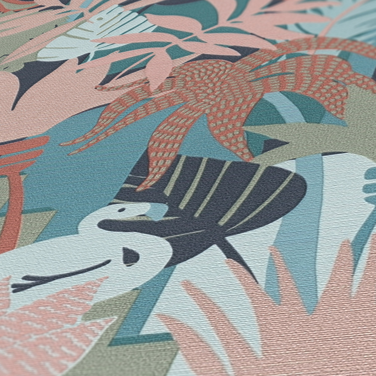 Papier peint Animaux Tropical Forest rose bleu - Antigua d'A.S. Création AMB3 | Réf. SP15953