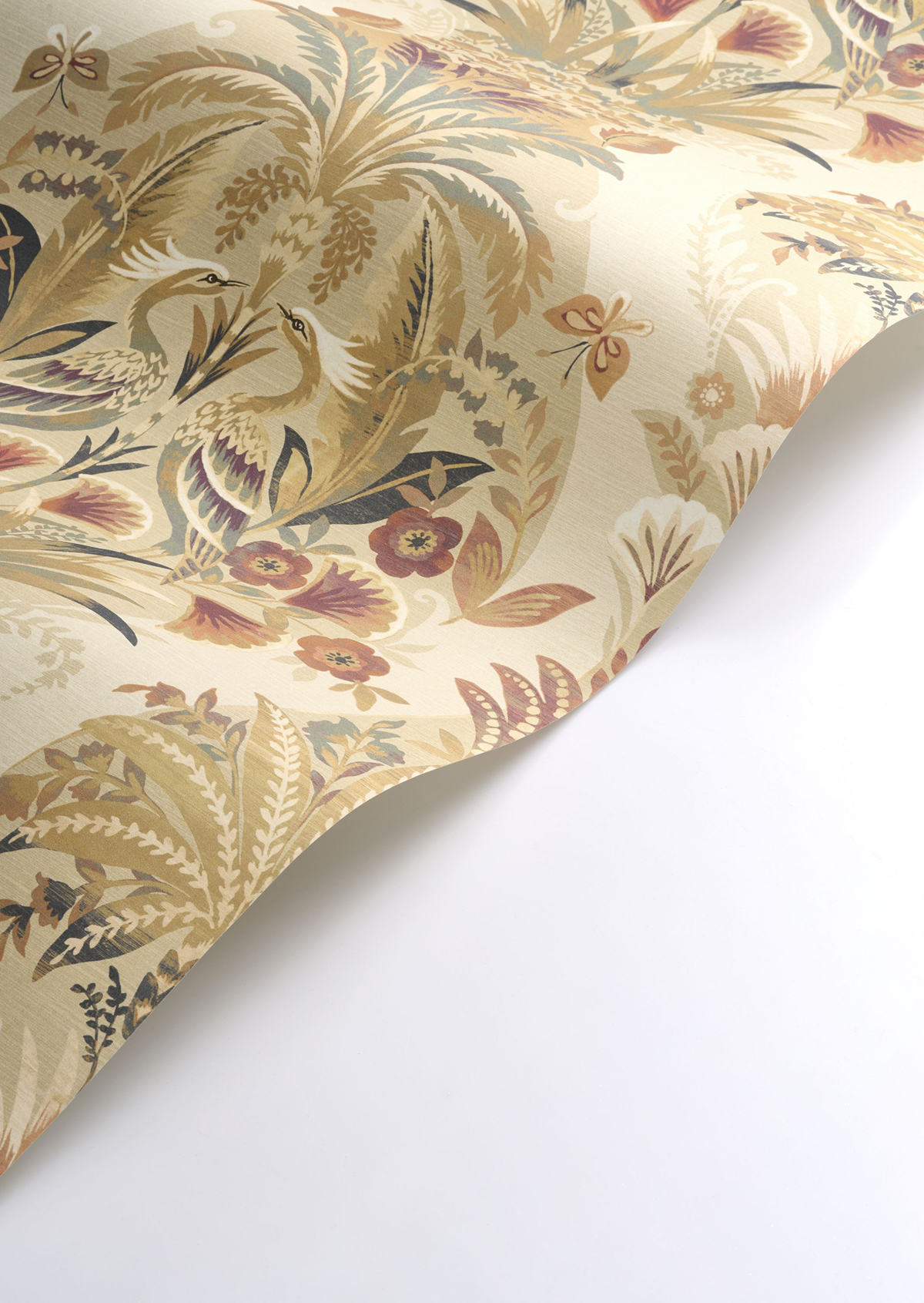 Papier peint Baroque Oiseau Whisper beige crème - Heritage de Casadéco AMBV | Réf. HETA201221900