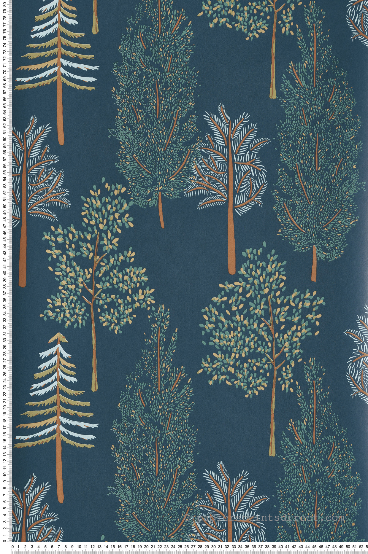 Papier peint Forêt The Tree House bleu et doré - La Forêt de Casélio | Réf. FRT102956614