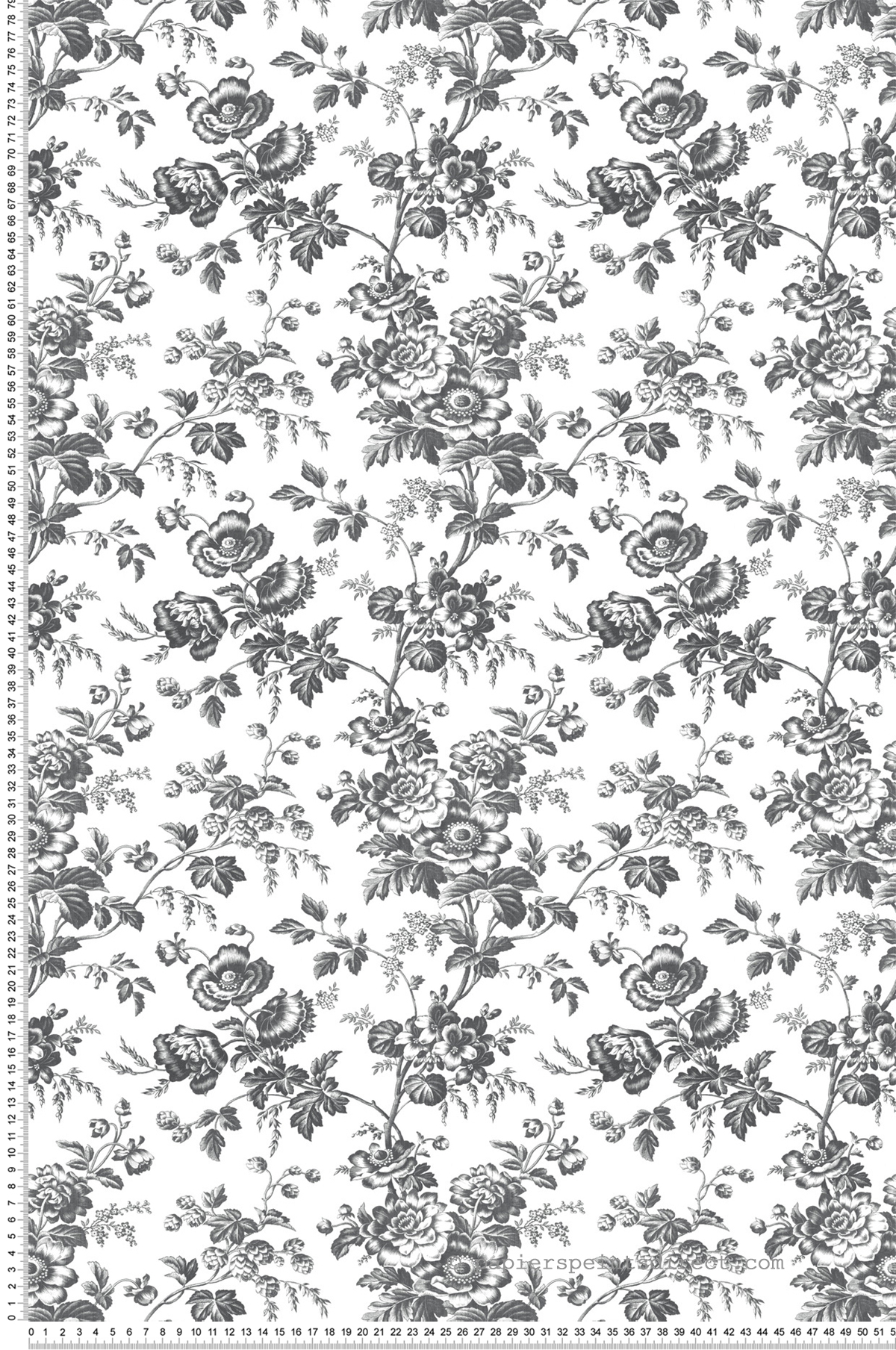 Papier peint Fleurs Anemone Vintage noir - Toiles de York (Initiales) | Réf. INI-RT7875
