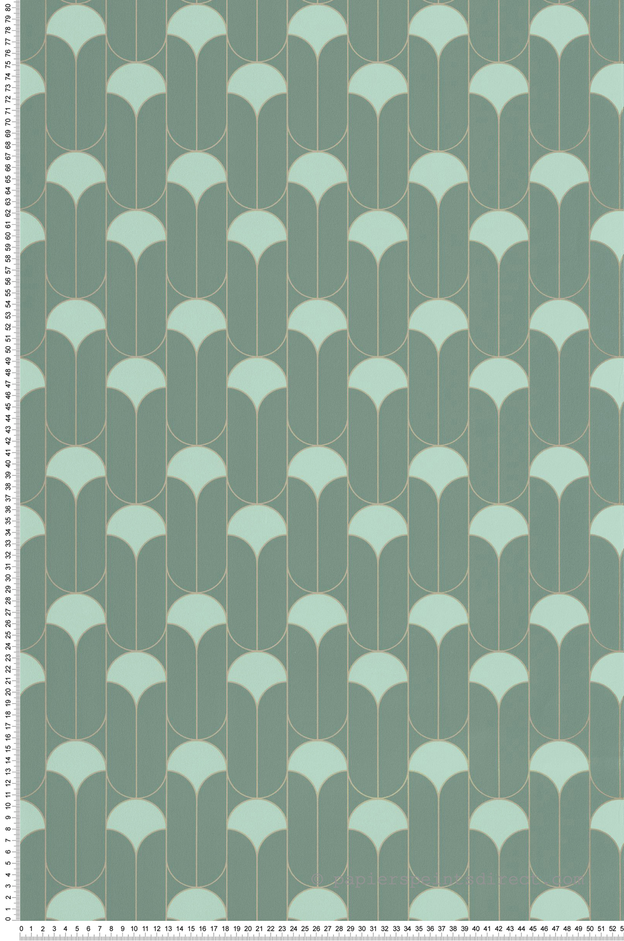 Papier peint Art Déco Paris vert céladon doré - Green & Co de Casélio | Réf. GCO103967299