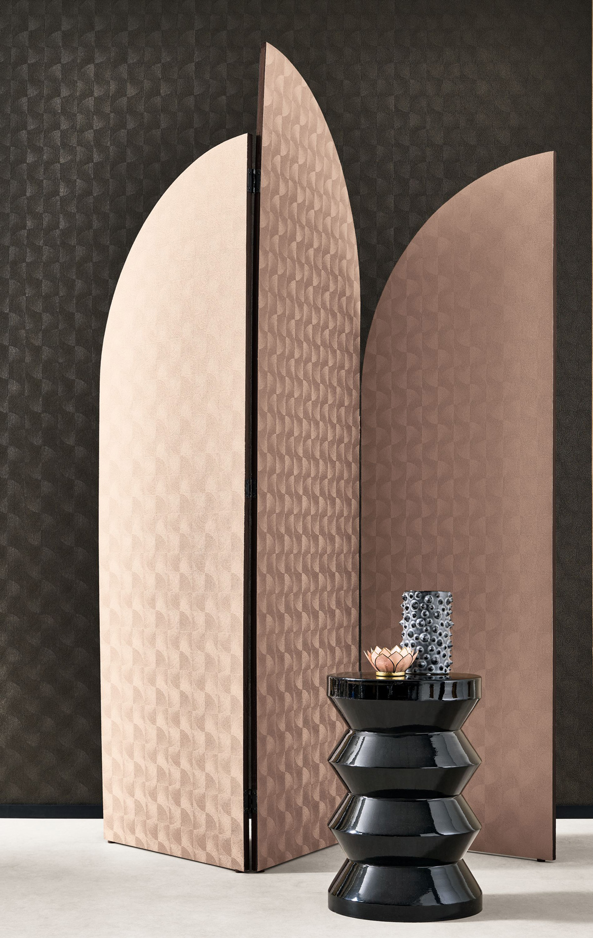 Papier peint Mosaïque Cercle Asterios rose gold - Solaris de Casadéco | Réf. SOLA201884510