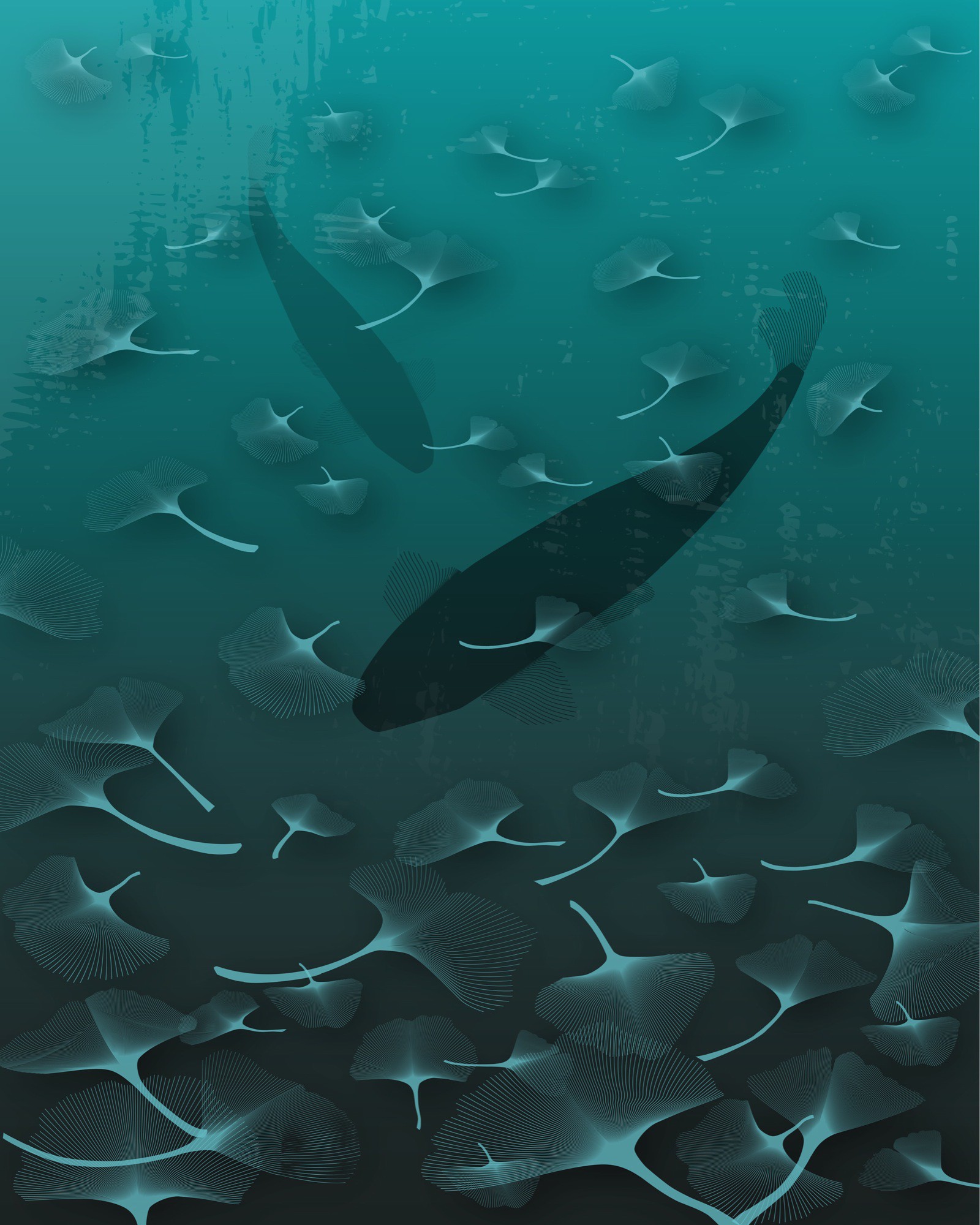 Papier peint panoramique - Turquoise Ginkgo Komar