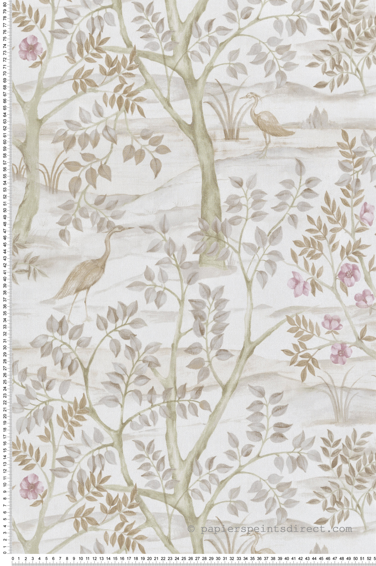 Papier peint Nature Héron Aquarelle taupe beige - Garden Party 2 de Montecolino | Réf. MC-8315
