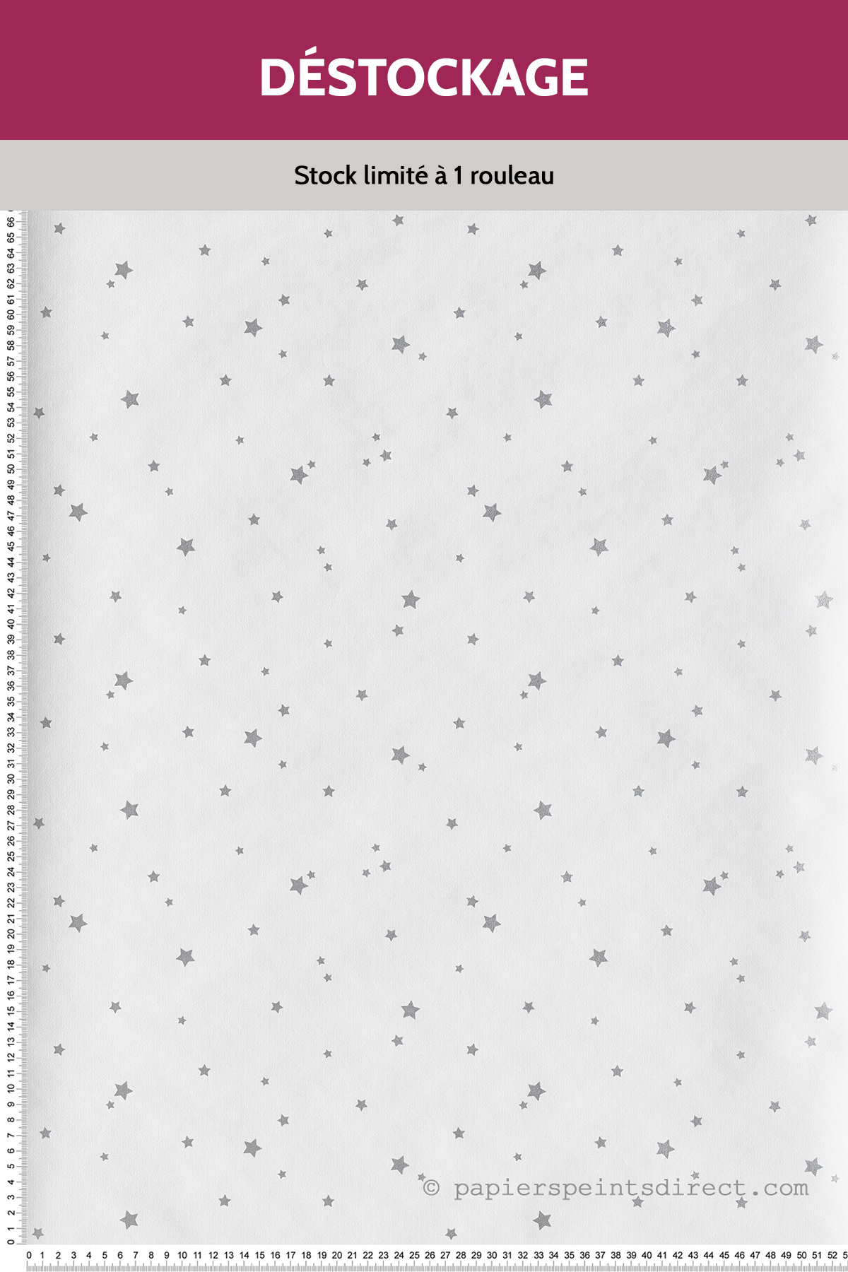 Papier peint Destockage - Enfant Etoiles Argenté - Girl Power