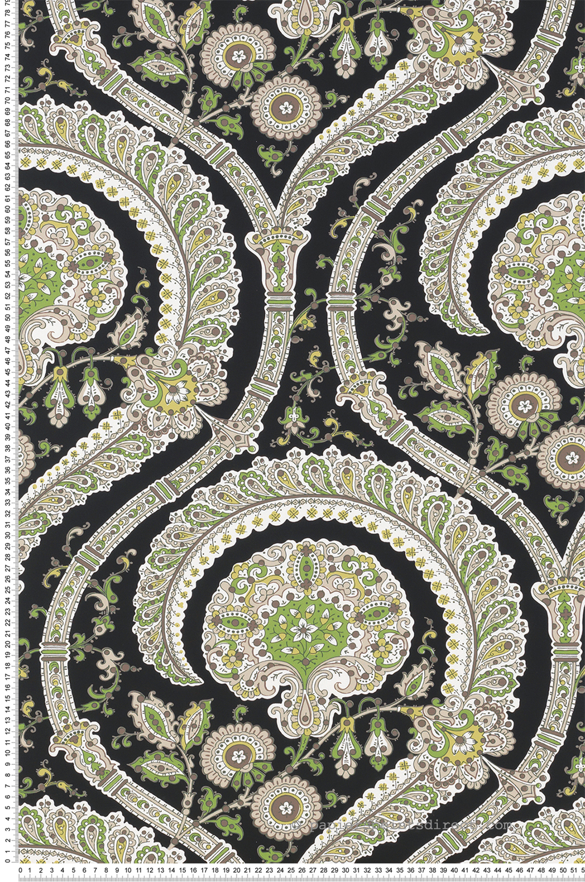 Papier peint Paisley Les Indiennes noir vert - Les Indiennes de Nina Campbell | Réf. OSB-NCW4350-04