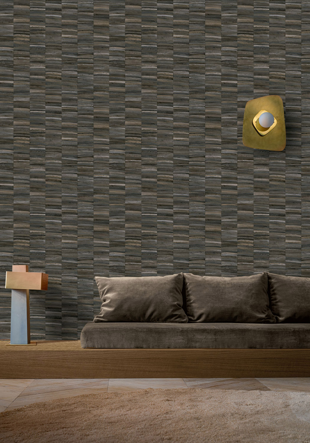 Papier peint Texture Brute Stylosa anthracite brun - Nature Précieuse de Casamance AMB6| Réf. CAS-76501732