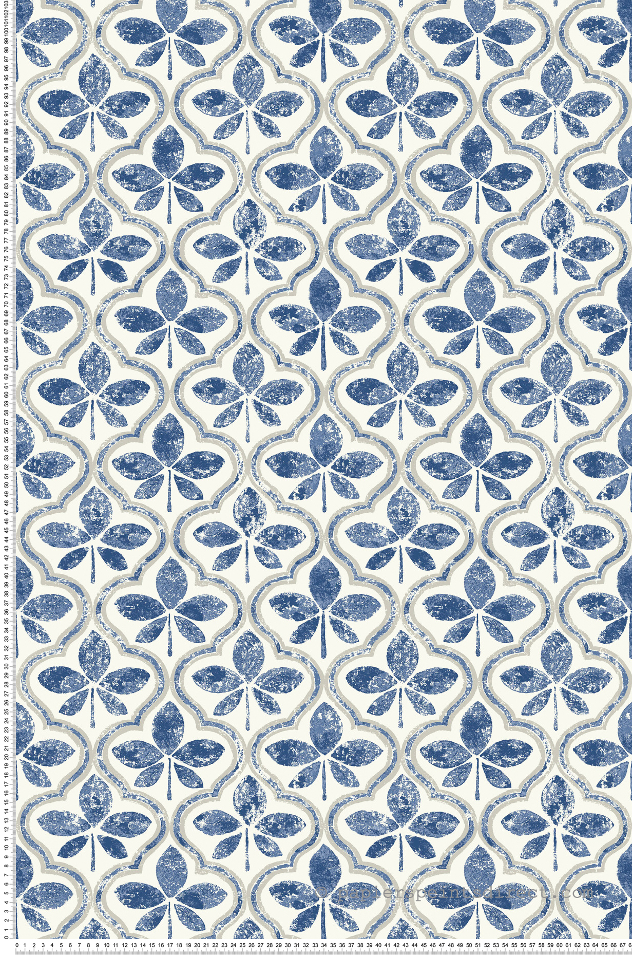 Papier peint Médaillon Feuille Séville bleu cobalt - Greenhouse de York (Initiales) | Réf. INI-GO8273