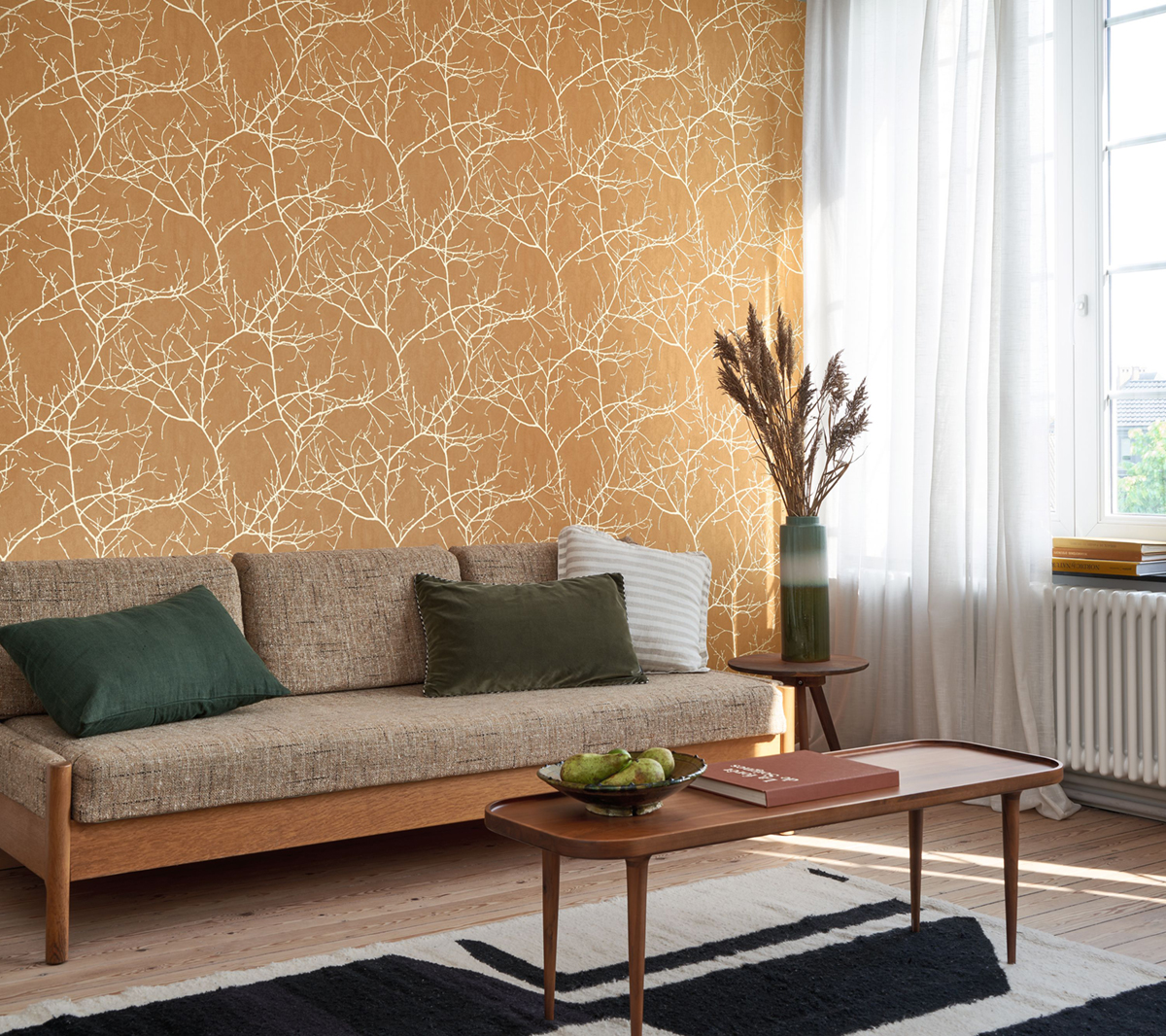 Papier peint Branche Arbre Vancouver camel - Riverside 4 de Casadéco | Réf. RIVI89532654